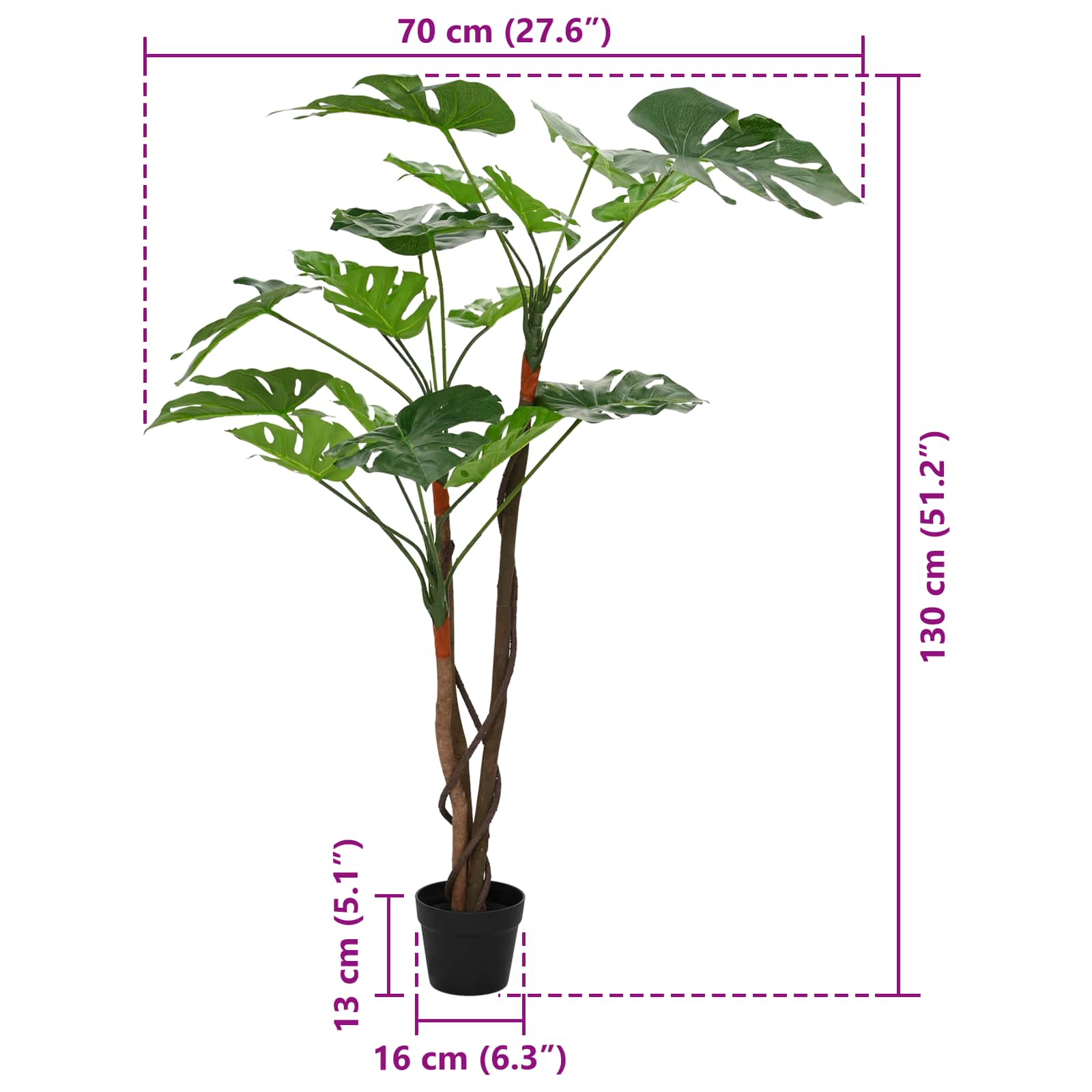 Pianta Monstera Artificiale Verde 70 x 16 x 130 cm