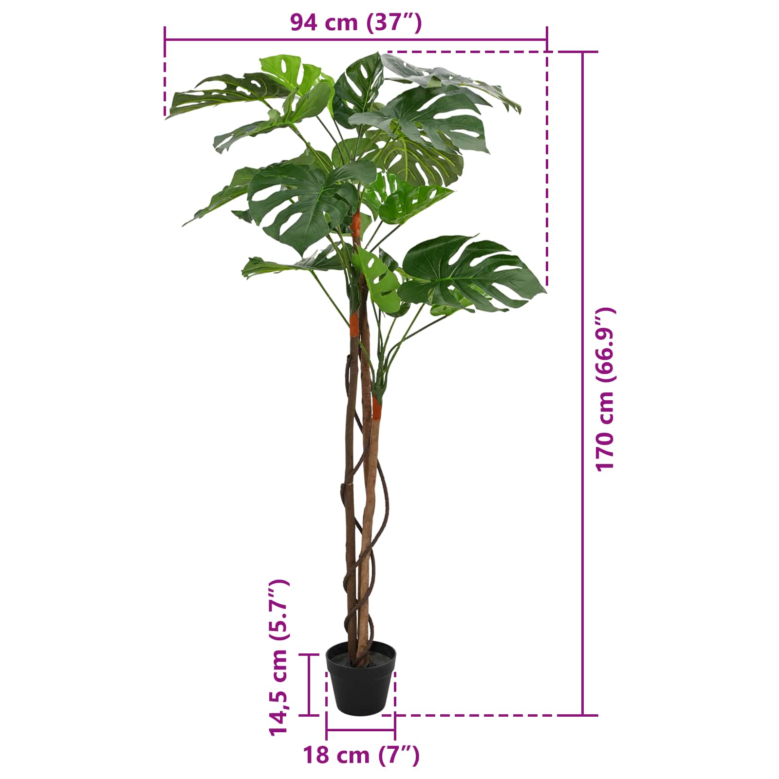 Pianta Monstera Artificiale Verde 94 x 18 x 170 cm