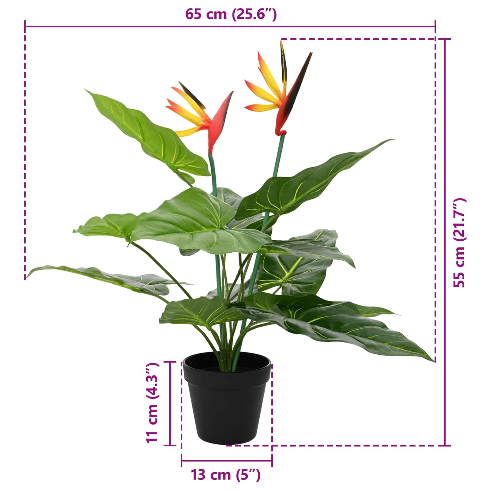 Pianta Artificiale Strelitzia Verde 65 x 13 x 55 cm