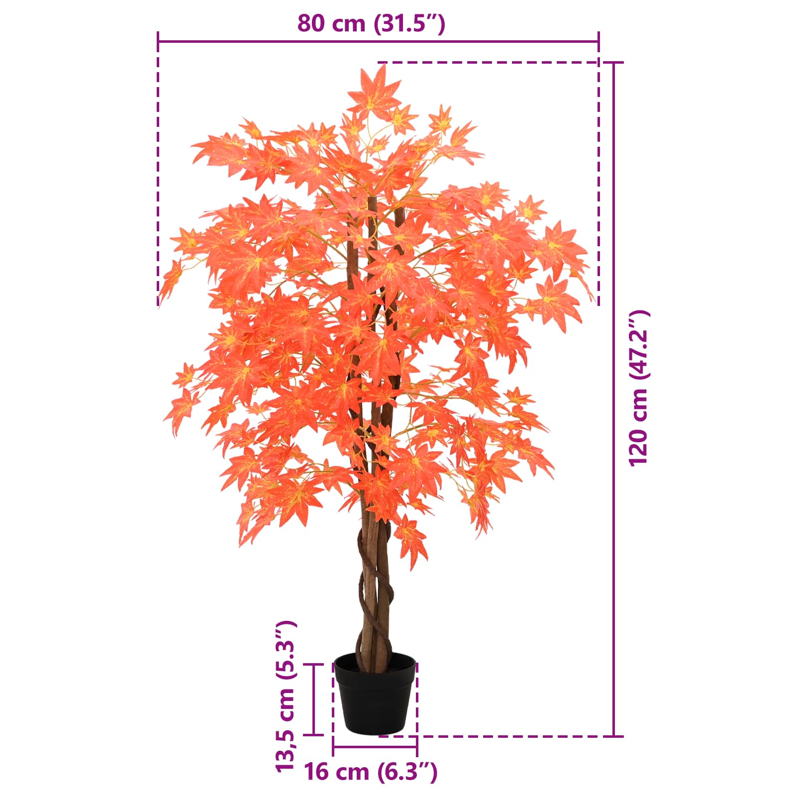 Albero di Acero Artificiale Rosso 80 x 16 x 120 cm