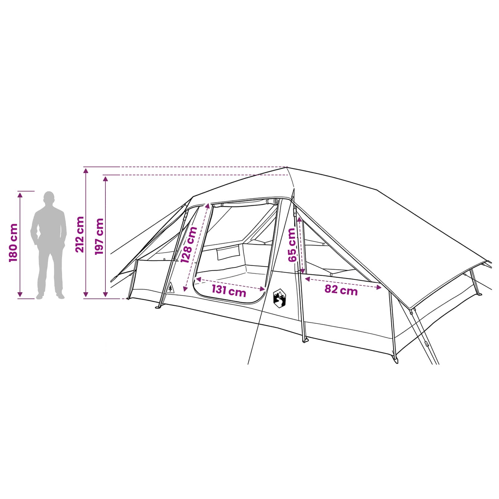 Tenda familiare con telo da pioggia resistente all'acqua