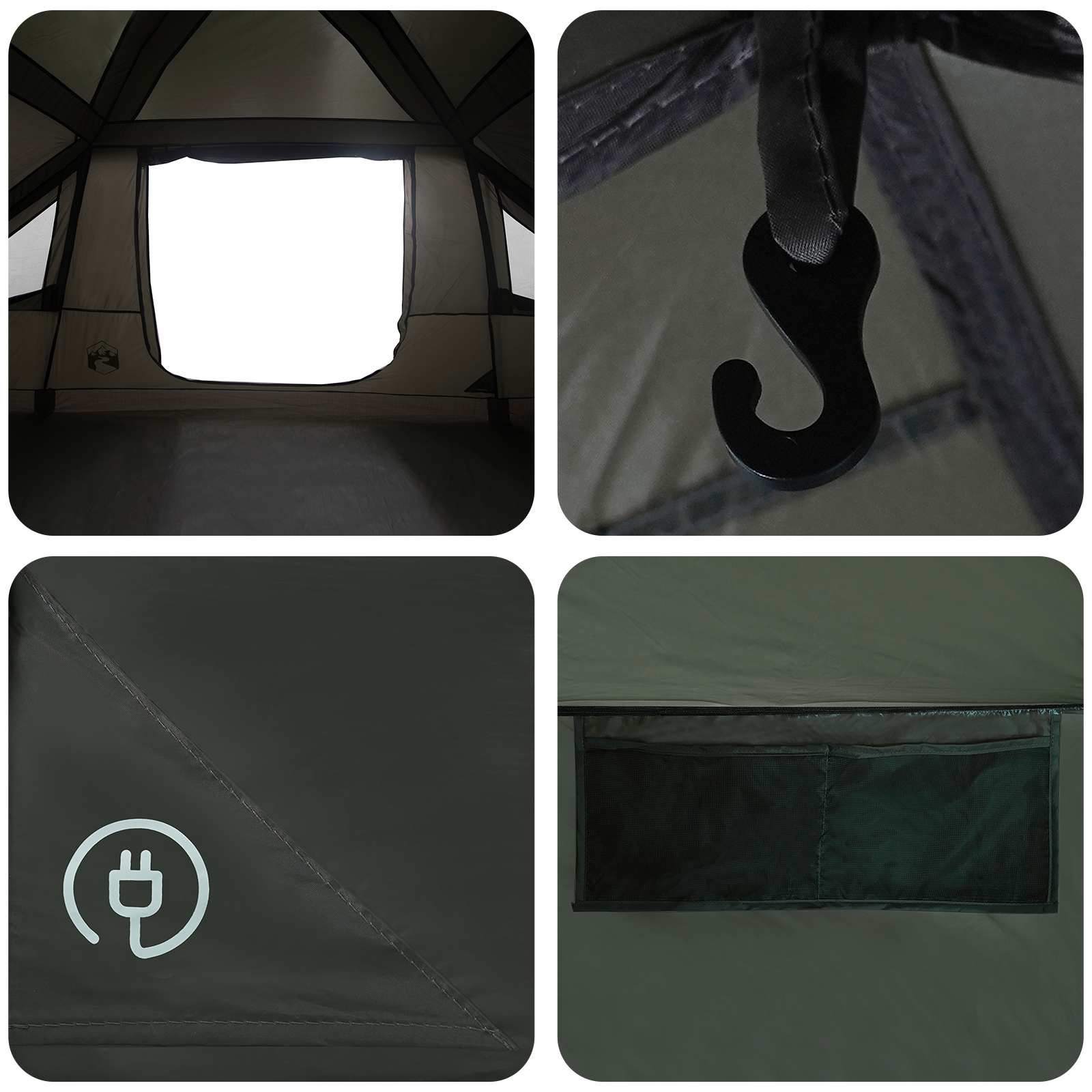 Tenda familiare con telo da pioggia resistente all'acqua