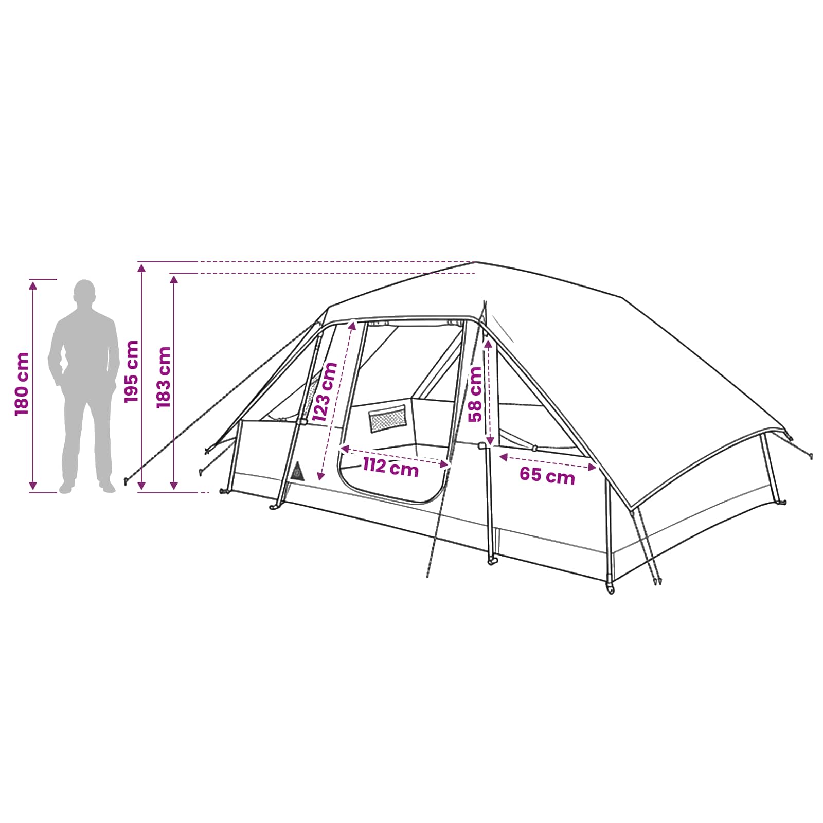 Tenda familiare con telo da pioggia resistente all'acqua