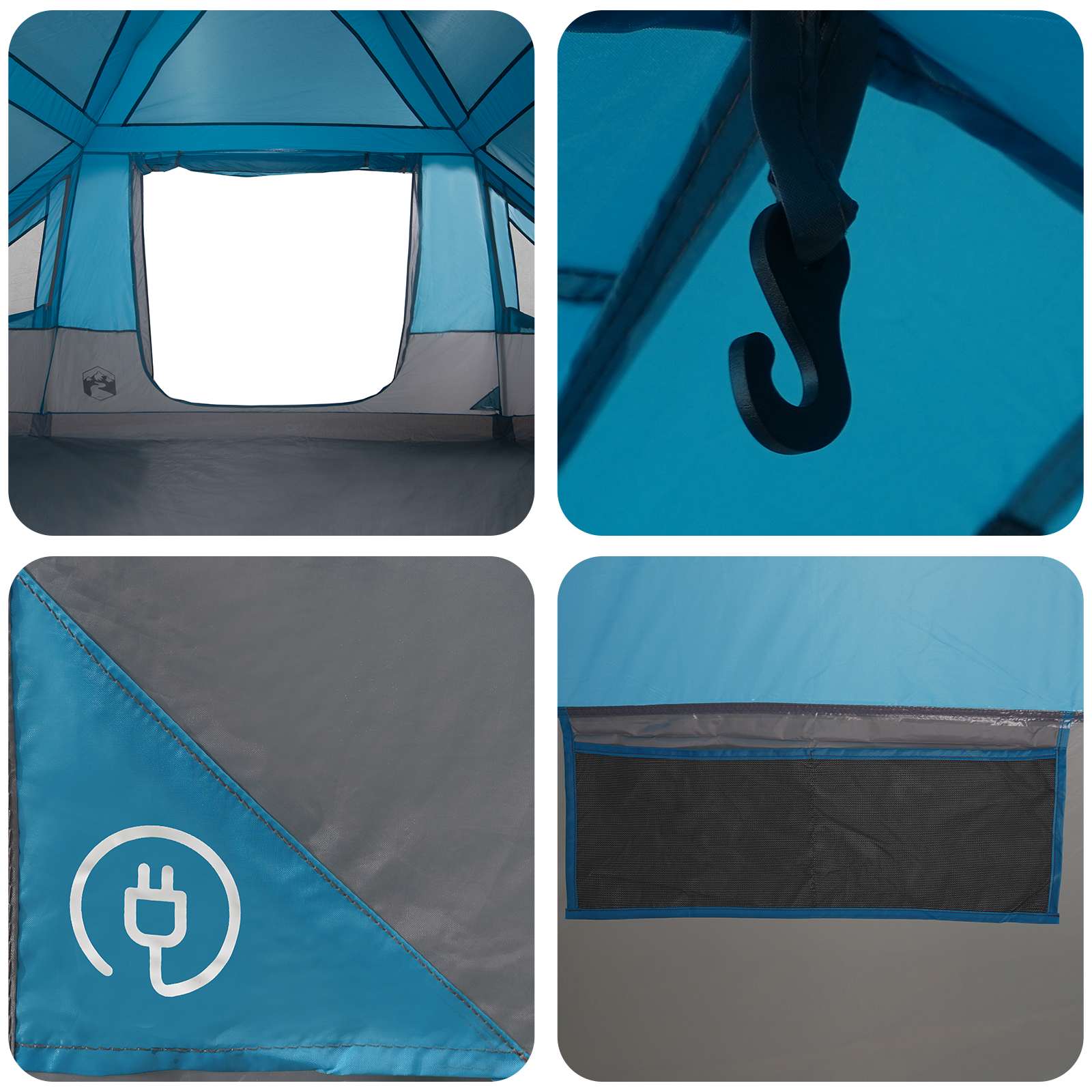 Tenda familiare con telo da pioggia resistente all'acqua