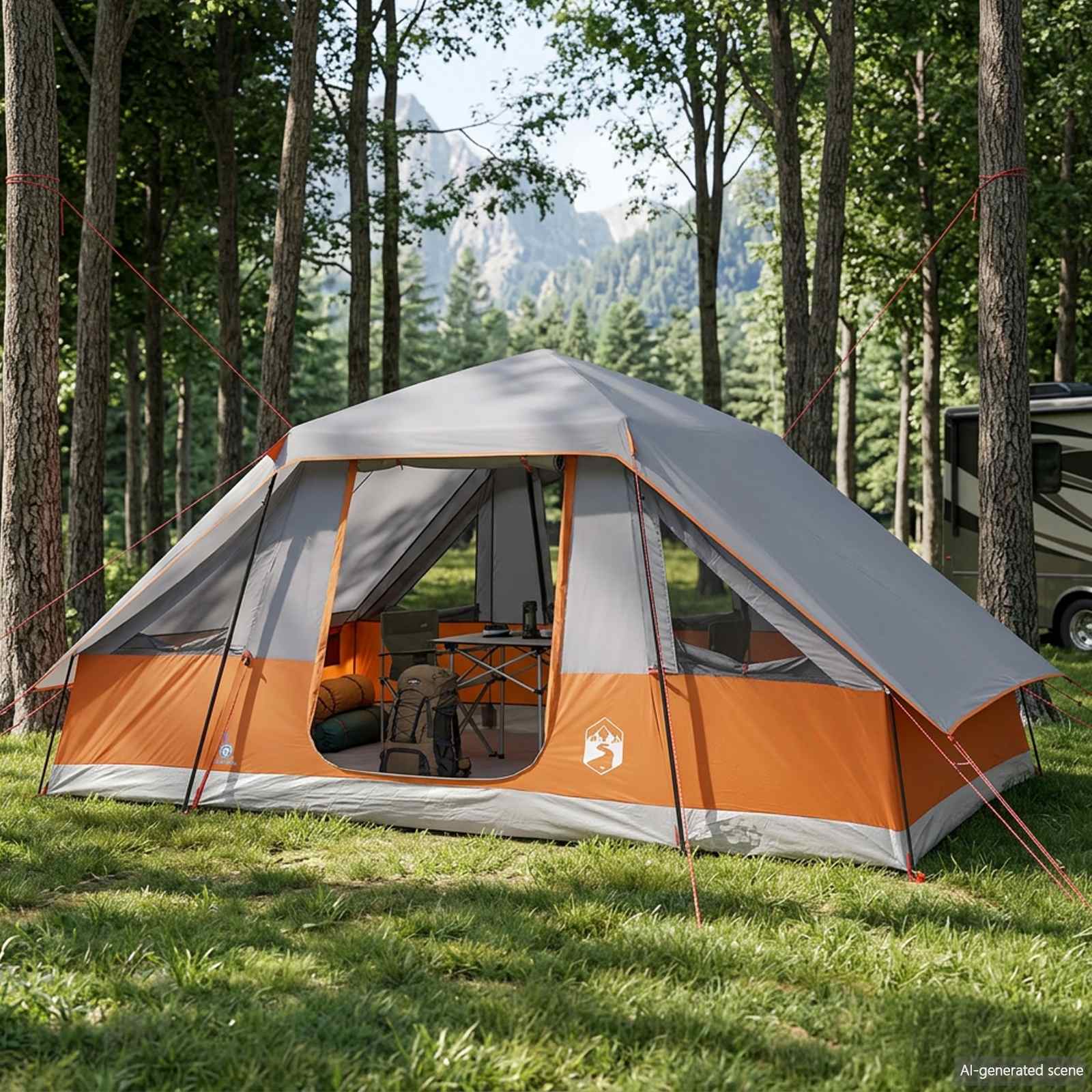Tenda familiare con telo da pioggia resistente all'acqua