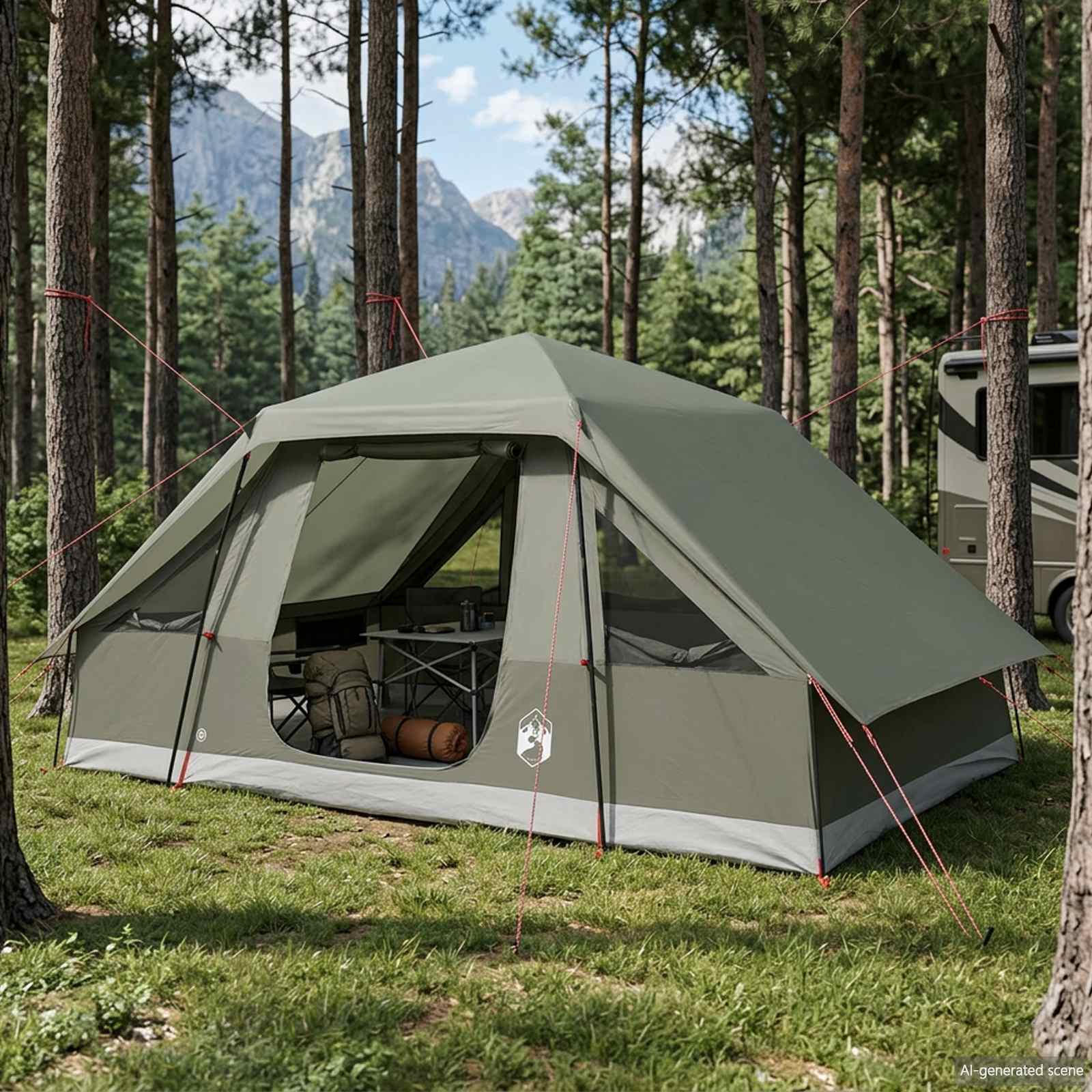 Tenda familiare con telo da pioggia resistente all'acqua