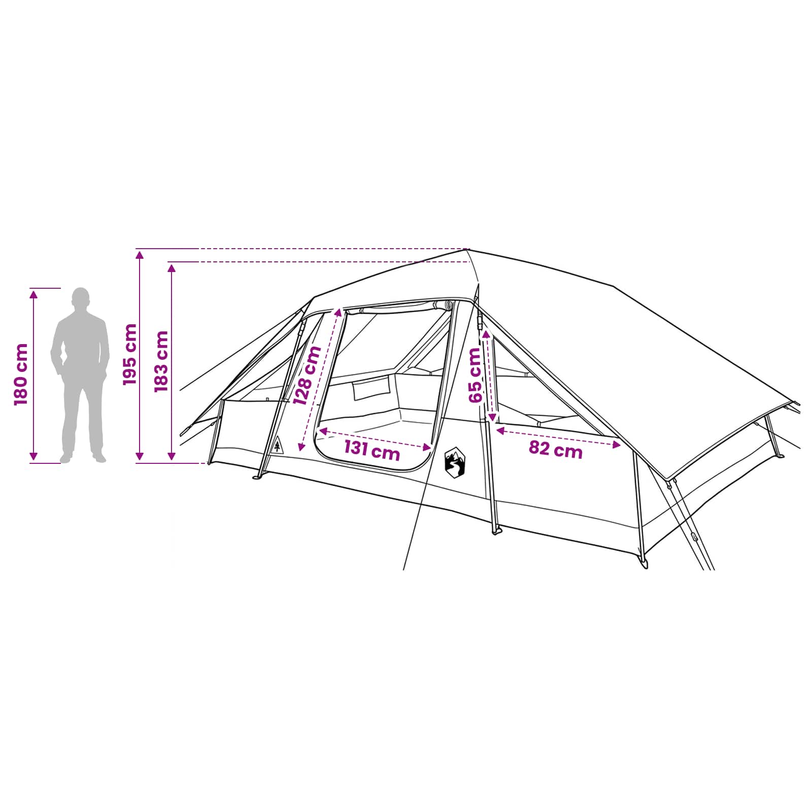 Tenda familiare con telo da pioggia resistente all'acqua