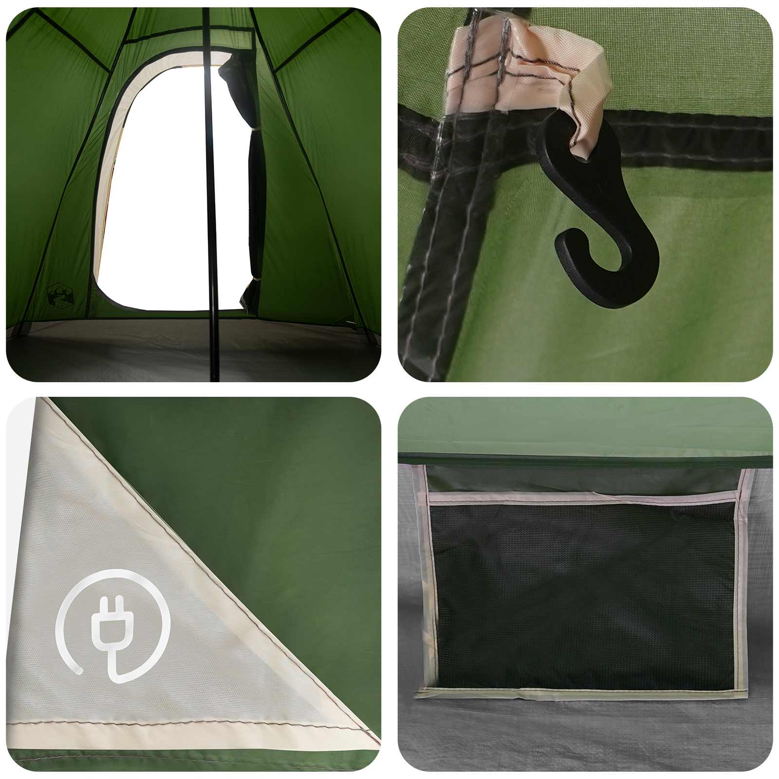 Tipi Tent Water-Resistant 3 persona Verde