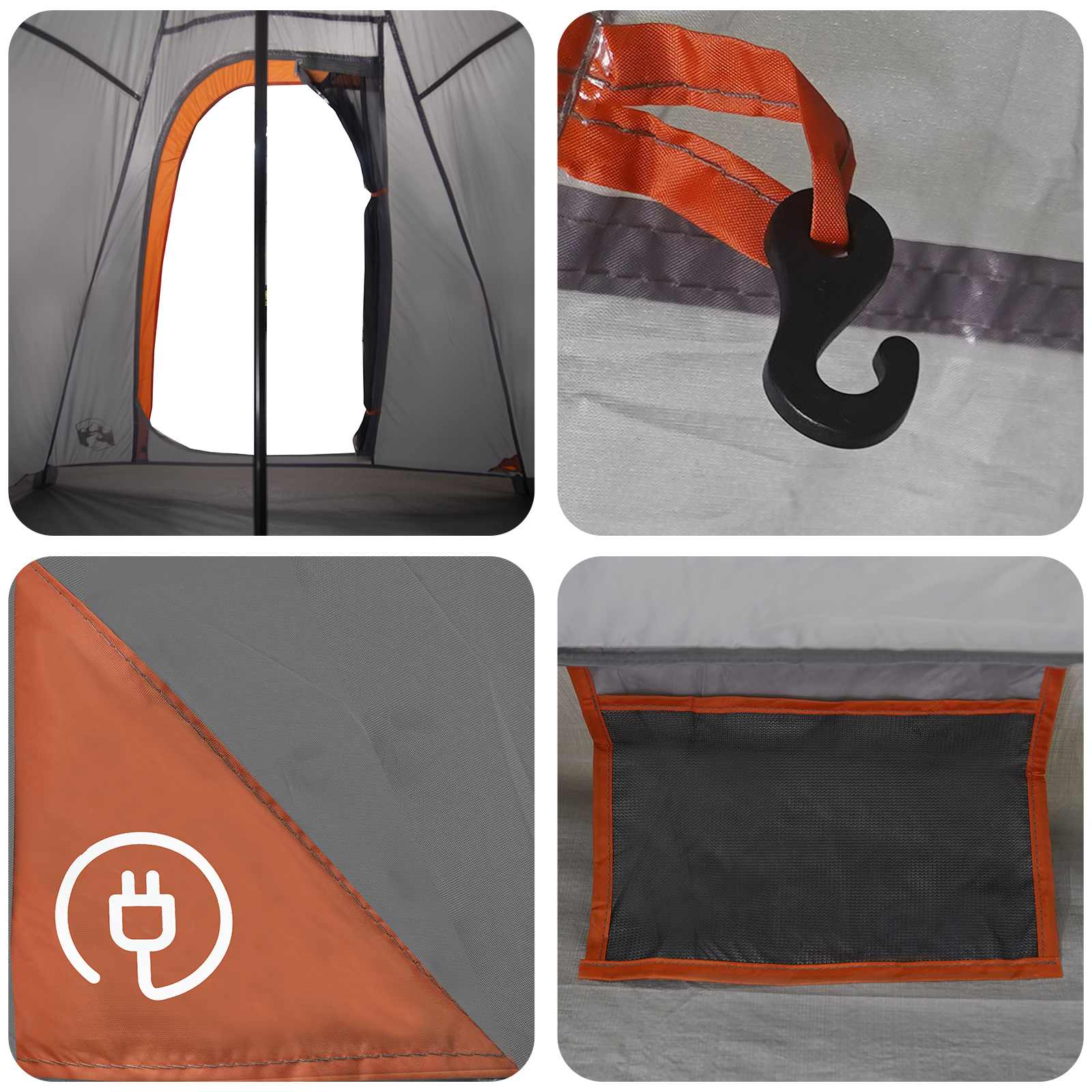 Tipi Tent Water-Resistant 3 persona Grigio e arancione