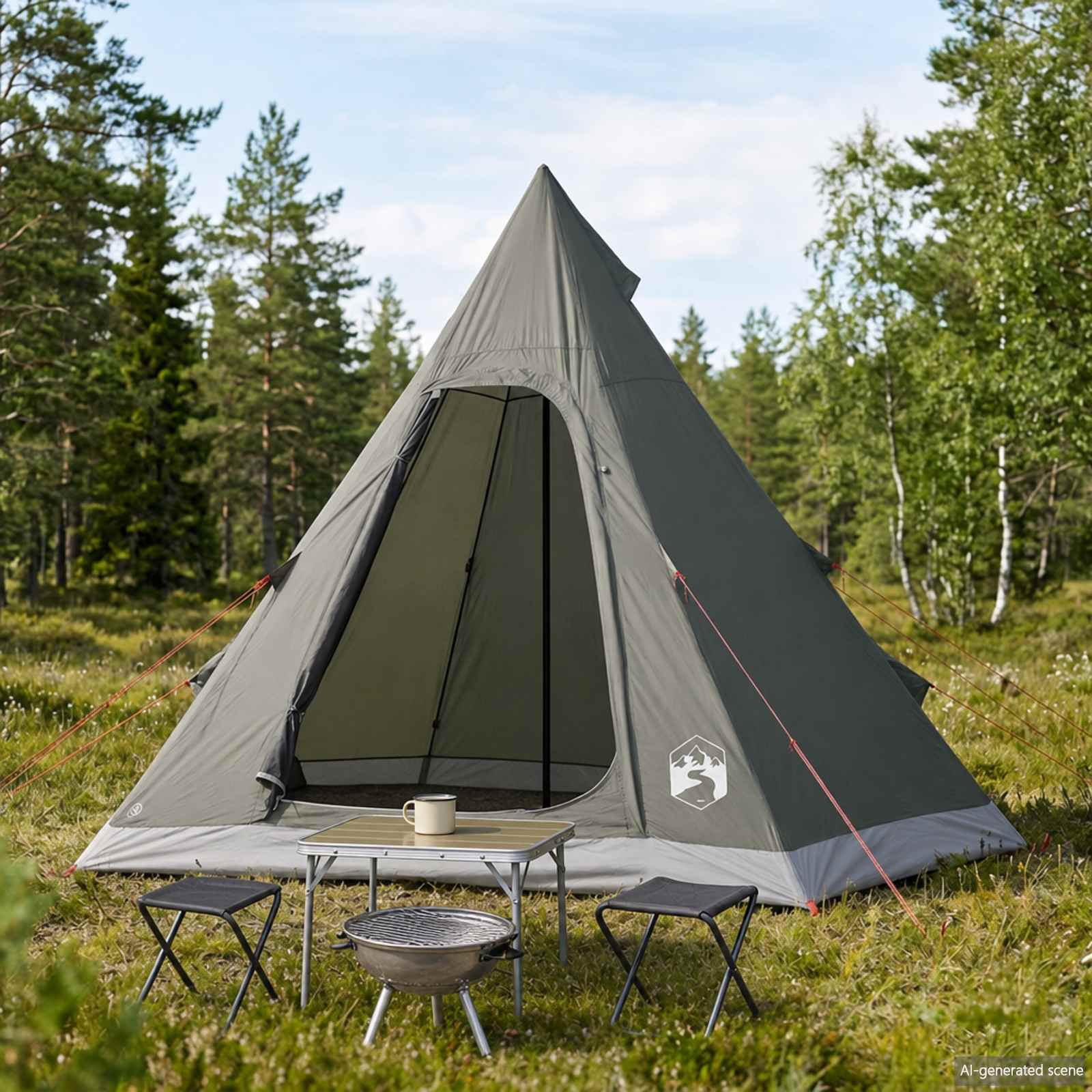 Tipi Tent Water-Resistant 3 persona Verde militare