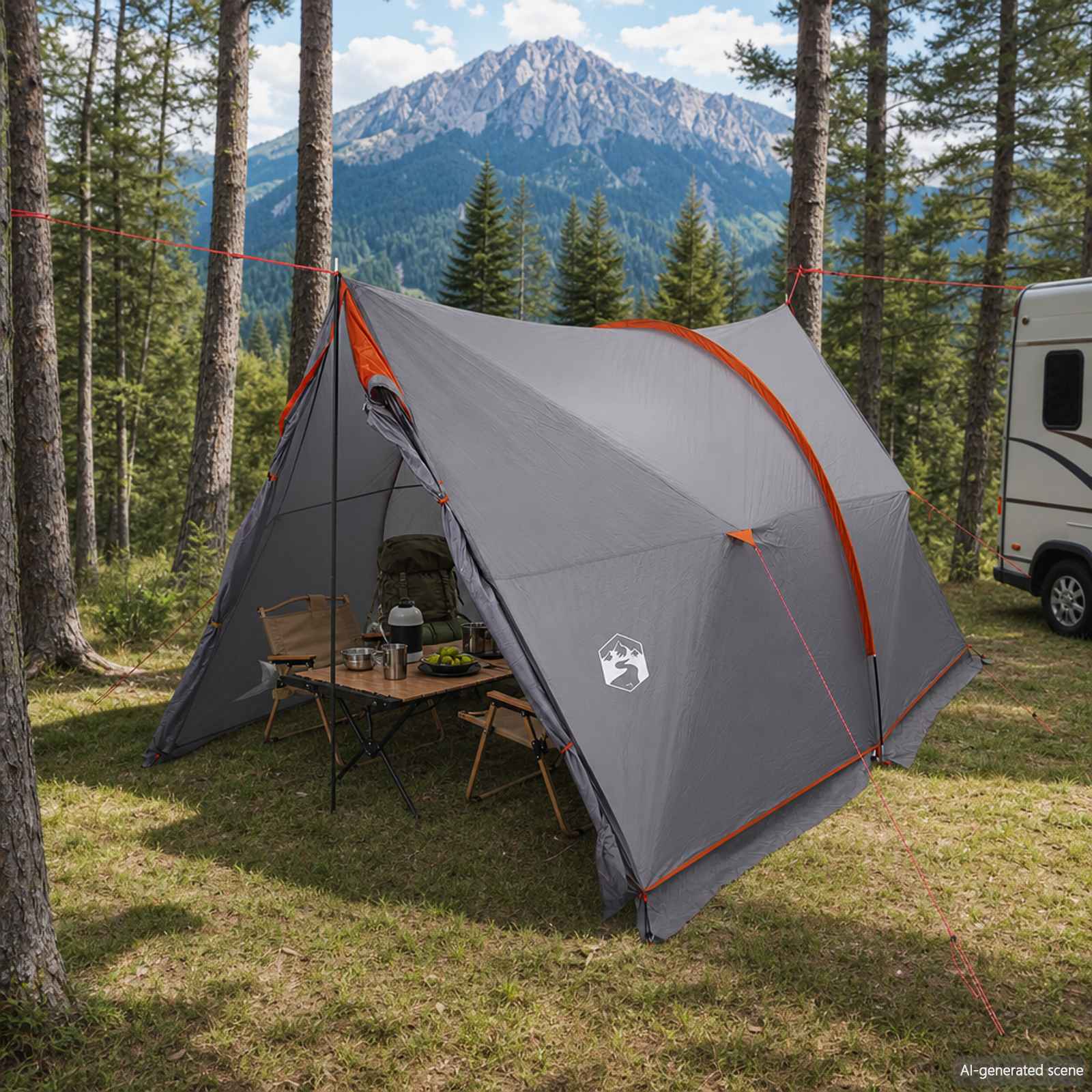Tenda a baldacchino impermeabile Grigio e arancione