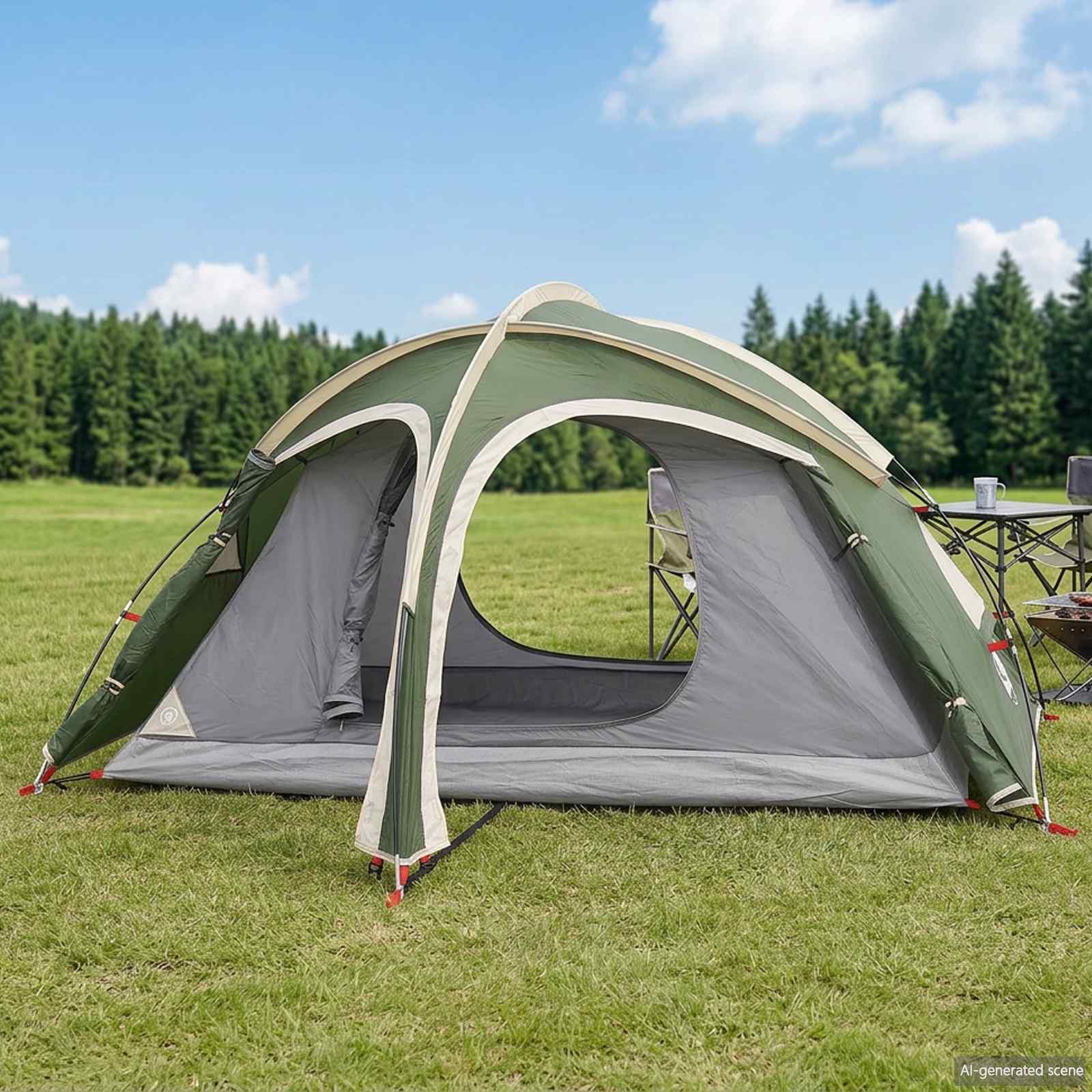 Tenda da trekking con telo impermeabile 2 persona Verde