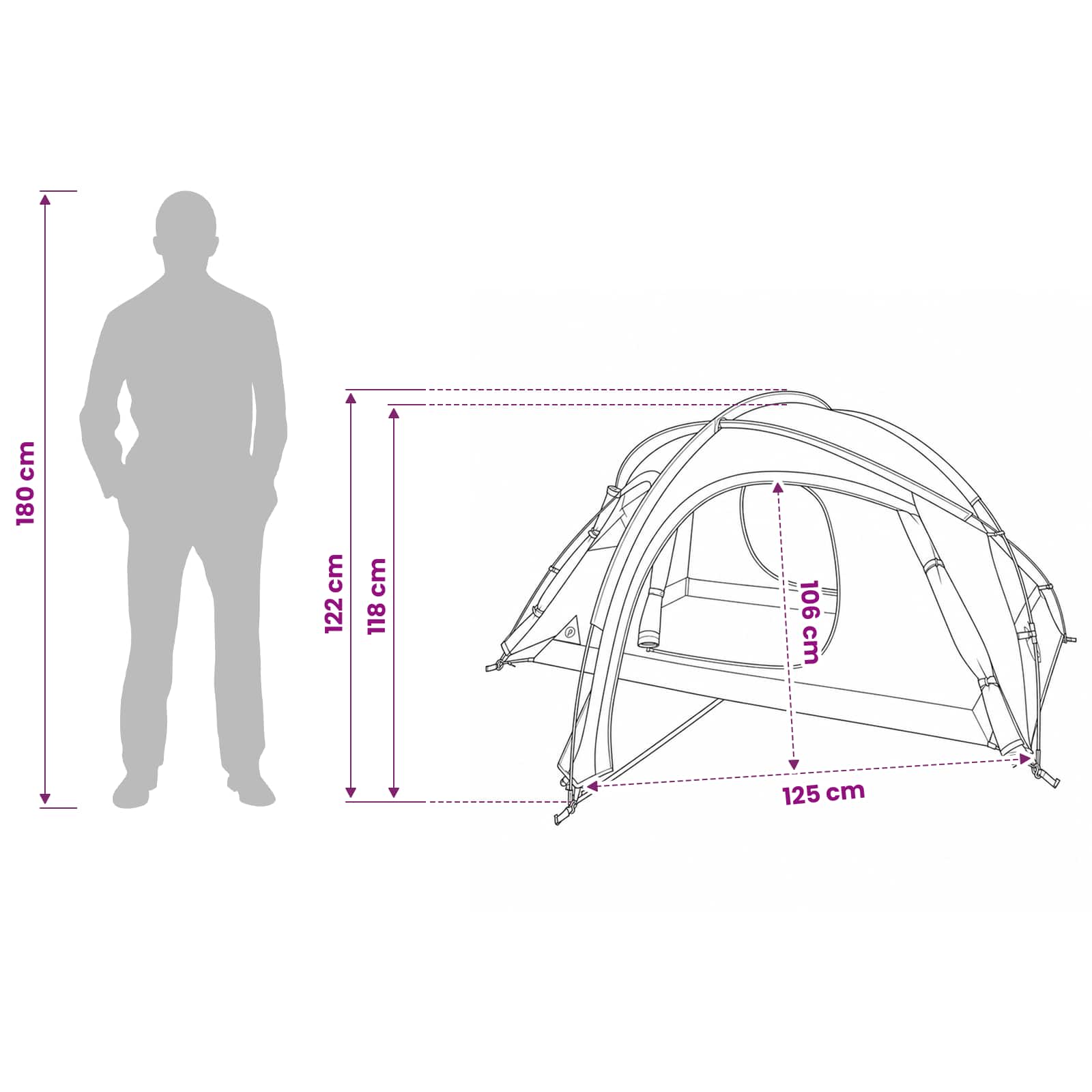 Tenda da trekking con telo impermeabile 2 persona Verde
