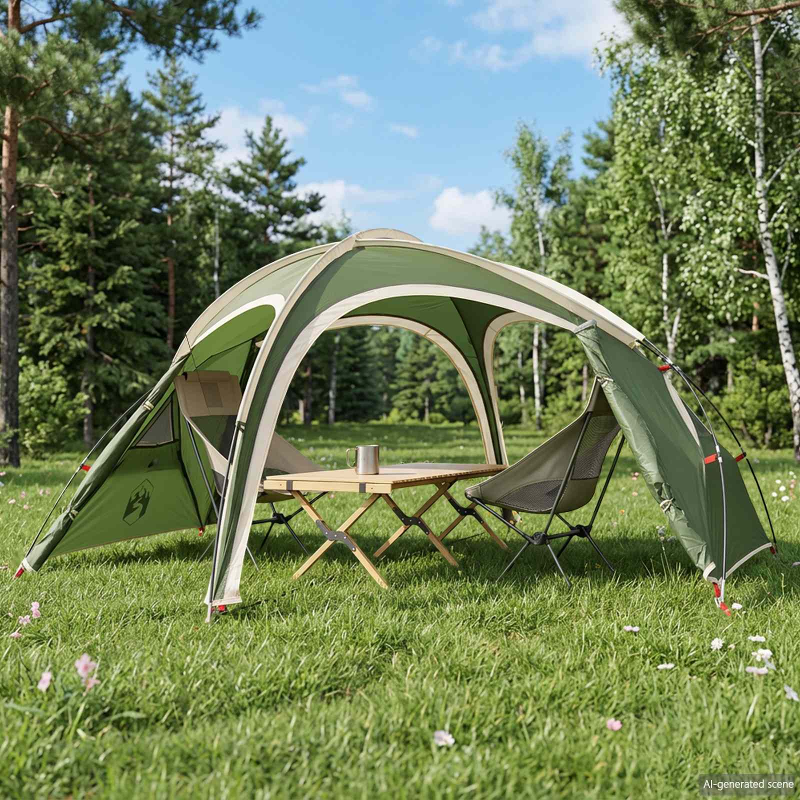 Tenda da trekking con telo impermeabile 2 persona Verde