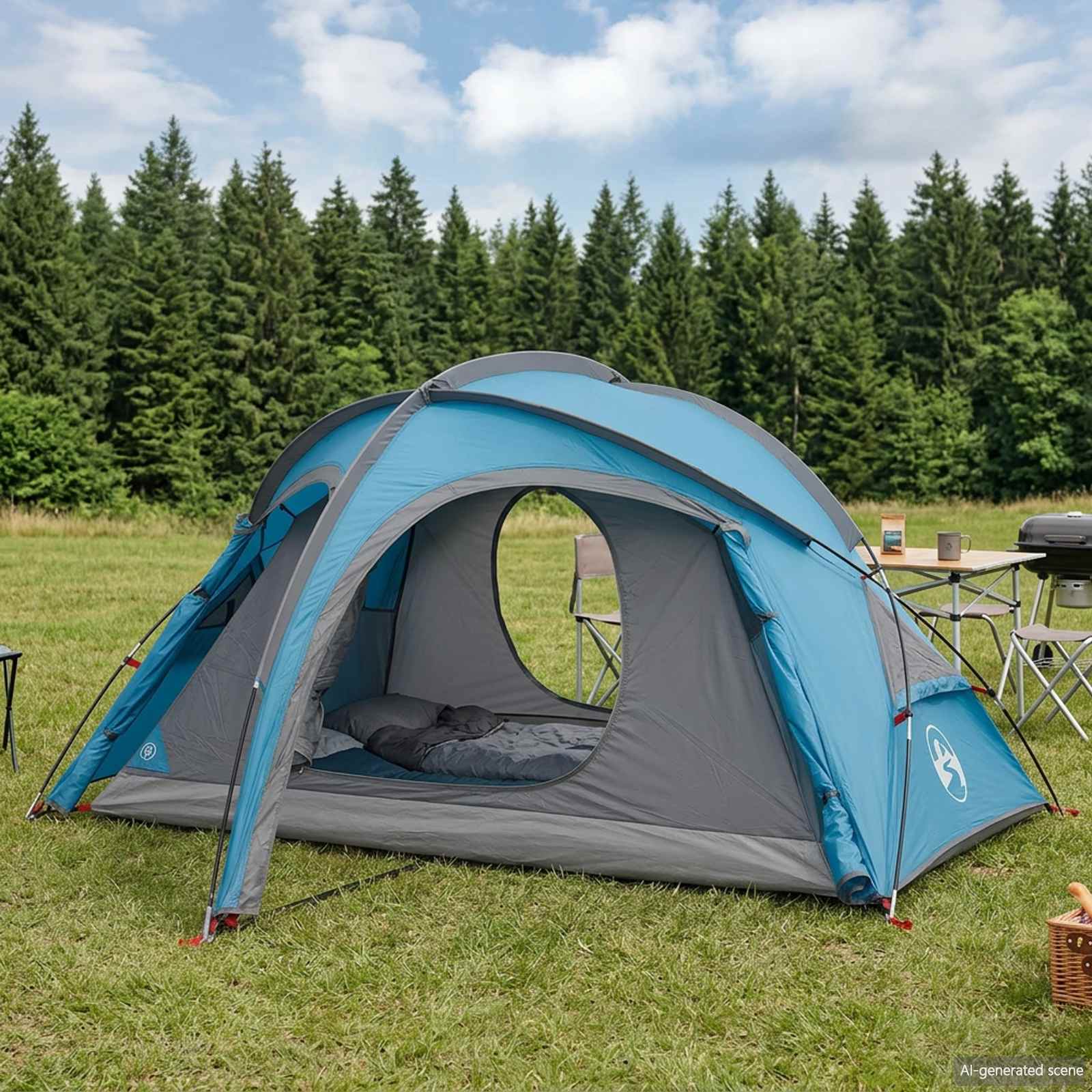 Tenda da trekking con telo impermeabile 2 persona Blu