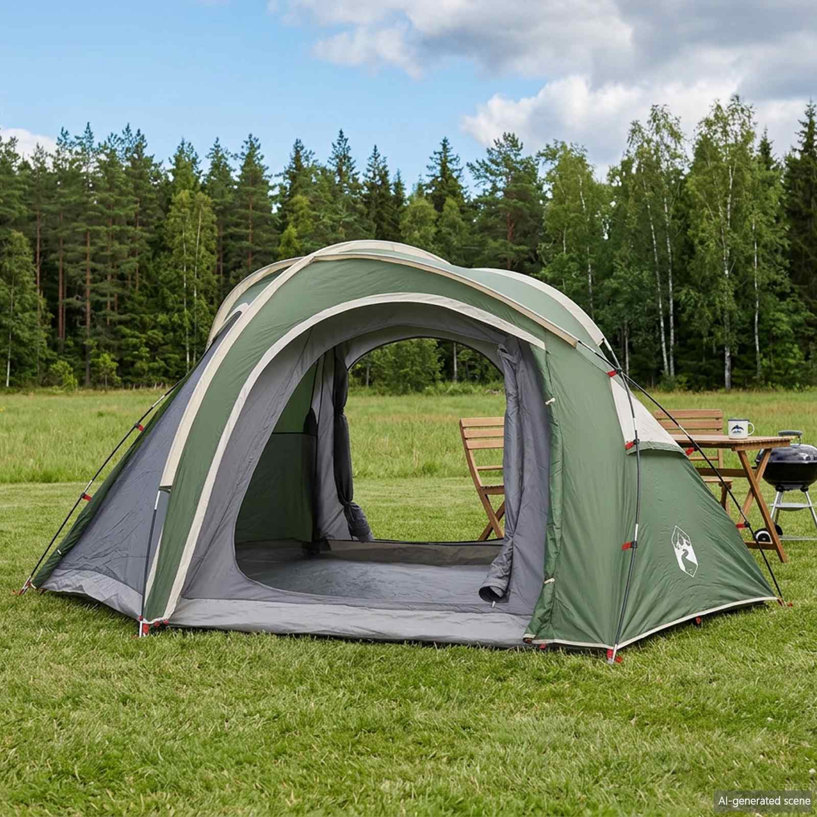 Tenda da trekking con telo impermeabile 3 persona Verde