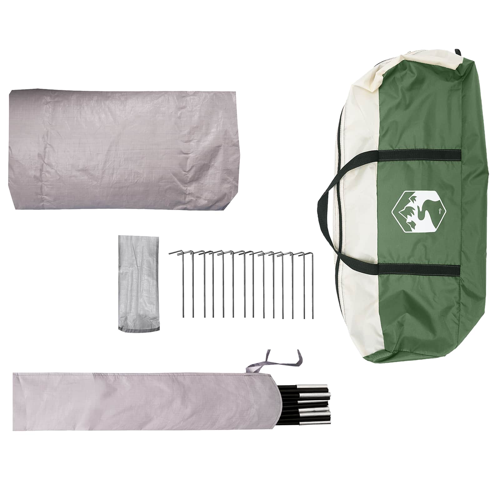Tenda da trekking con telo impermeabile 3 persona Verde