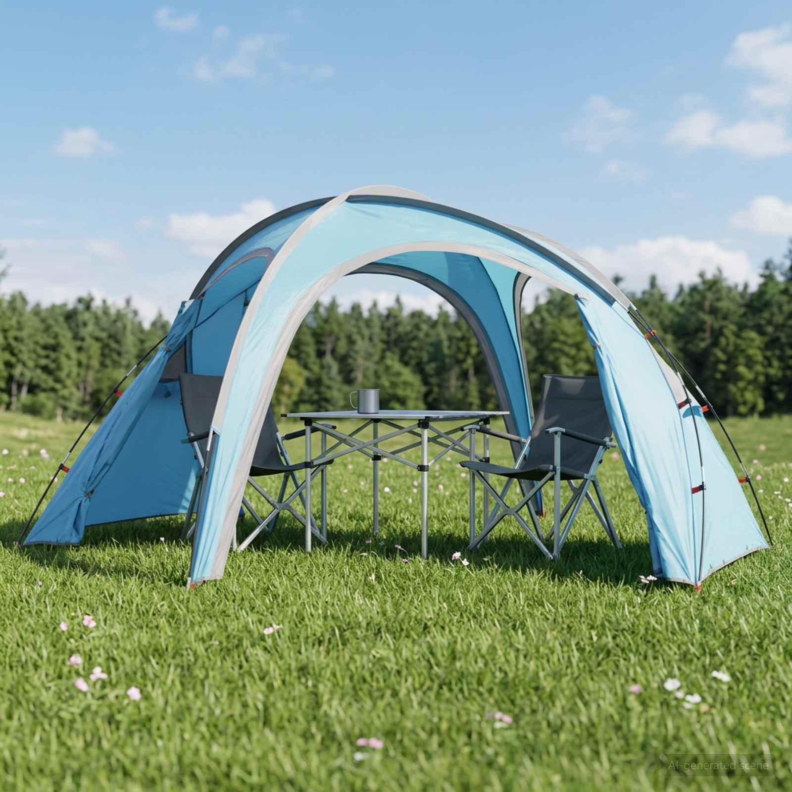 Tenda da trekking con telo impermeabile 3 persona Blu