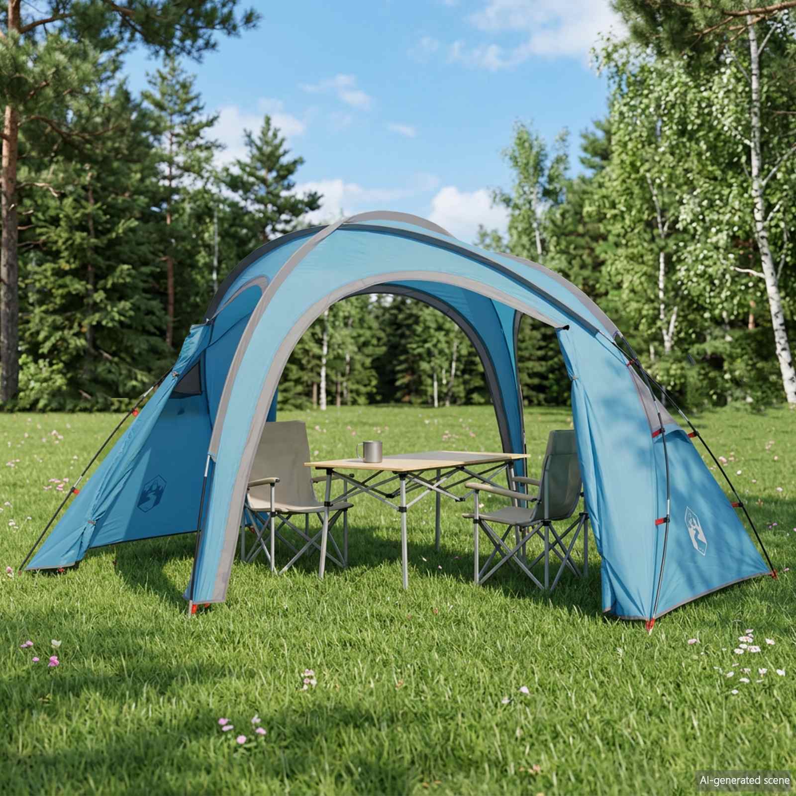 Tenda da trekking con telo impermeabile 3 persona Blu