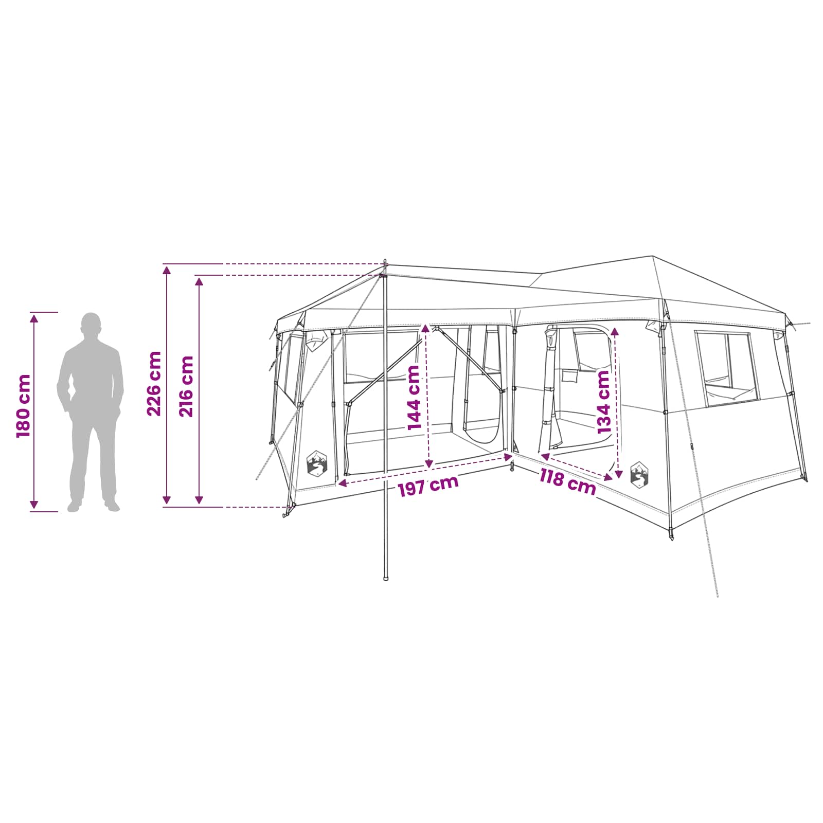 Tenda Familiare con Copertura Impermeabile 14 persona Verde
