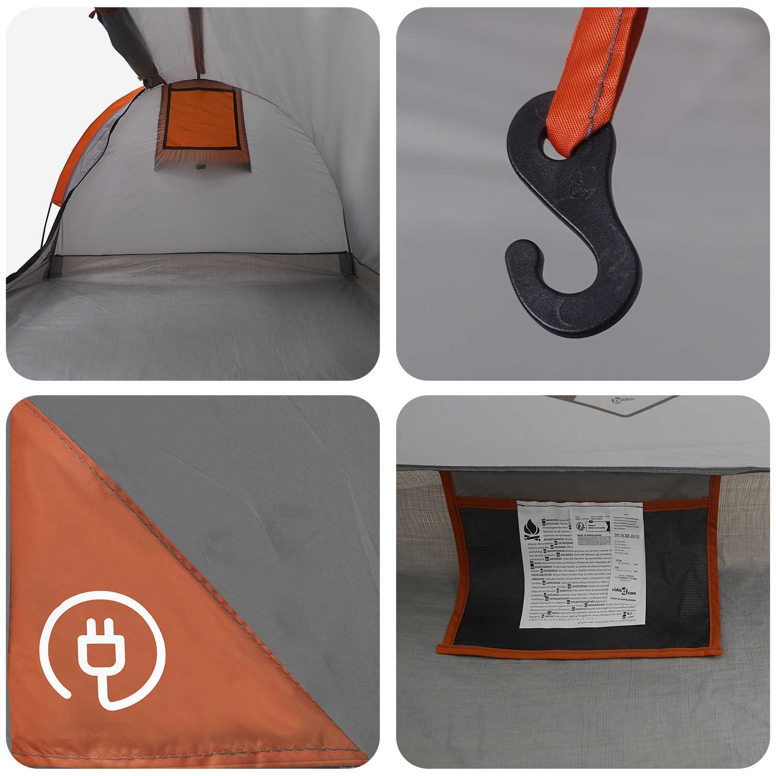 Tenda da Trekking Impermeabile 2 persona Grigio e arancione