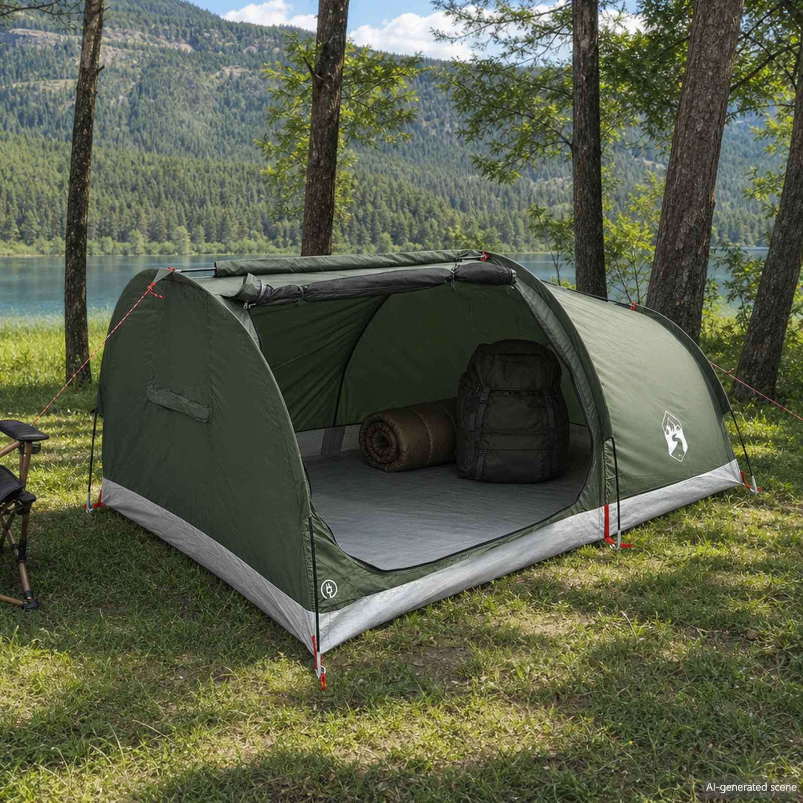 Tenda da Trekking Impermeabile 2 persona Verde militare