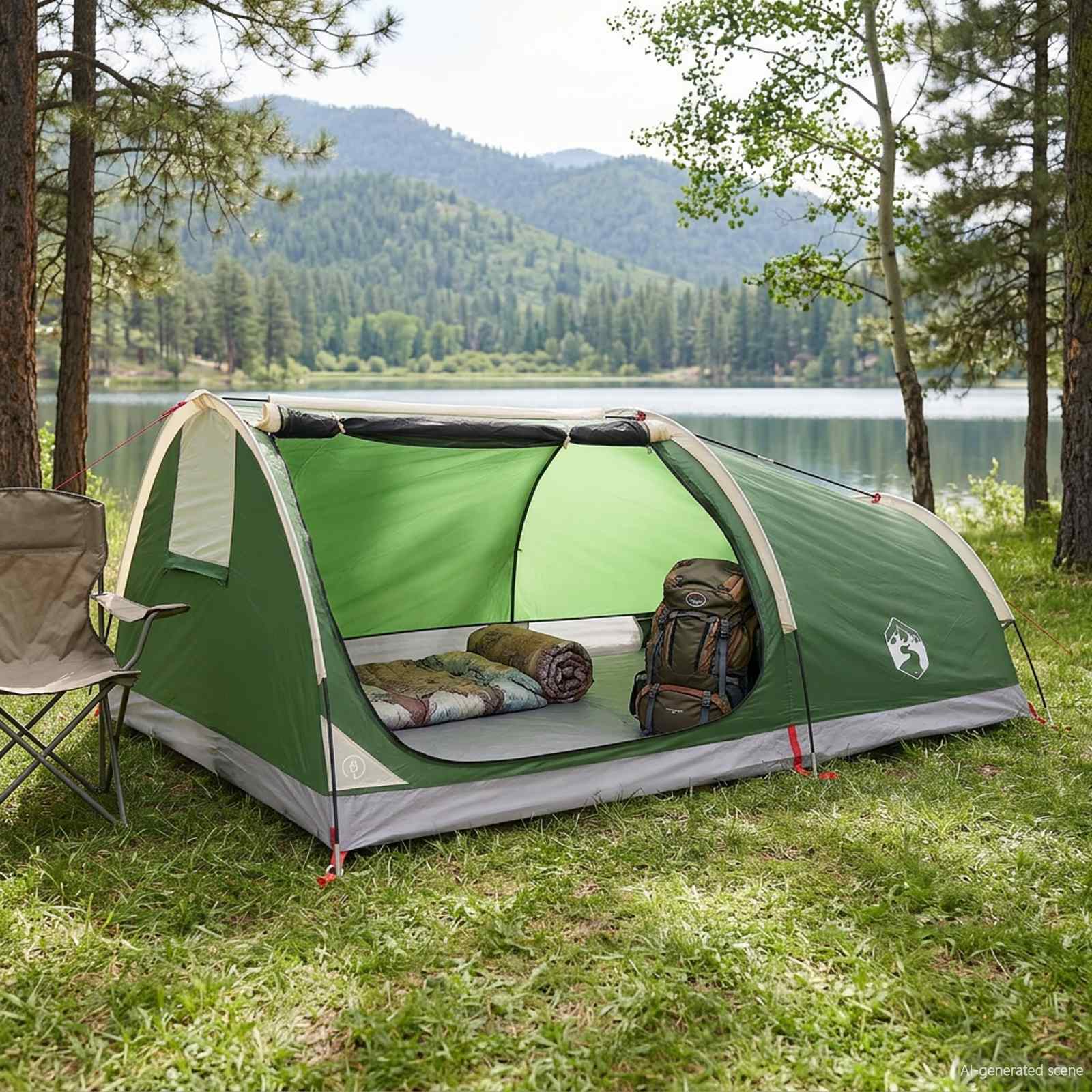 Tenda da Trekking Impermeabile 1 persona Verde