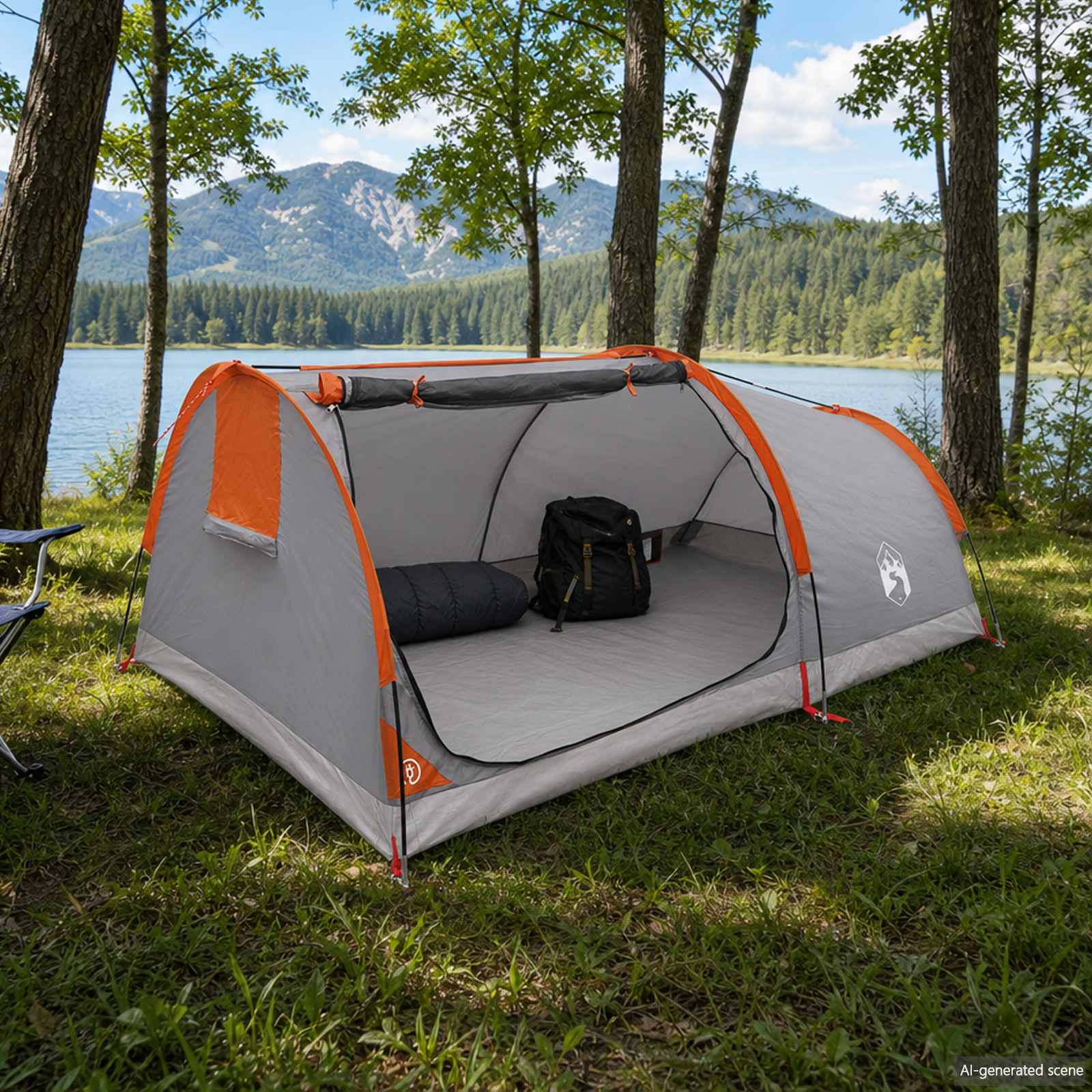 Tenda da Trekking Impermeabile 1 persona Grigio e arancione