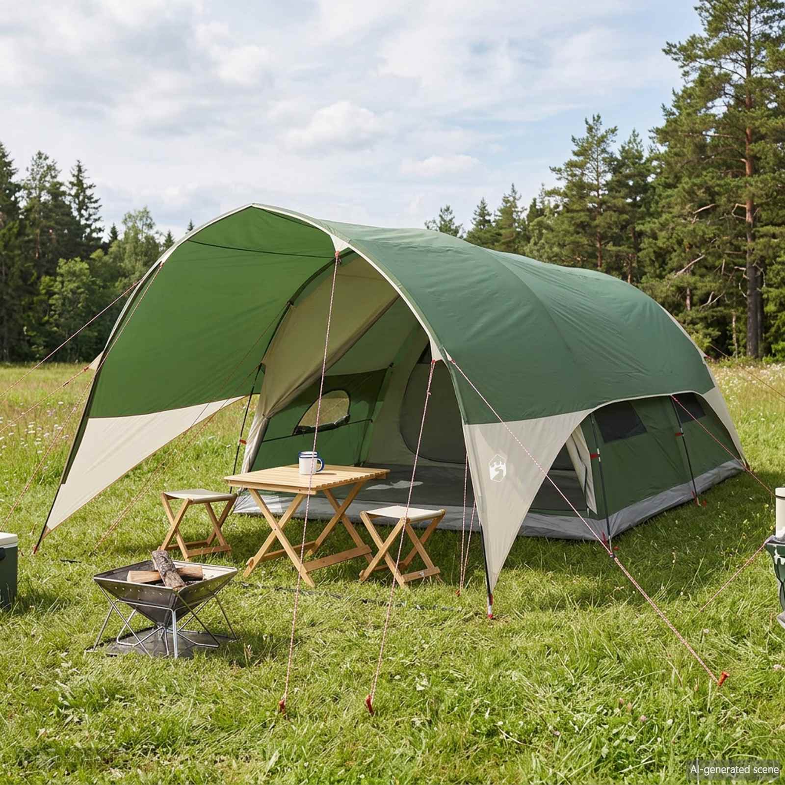 Tenda a tunnel con copertura impermeabile 10 persona Verde