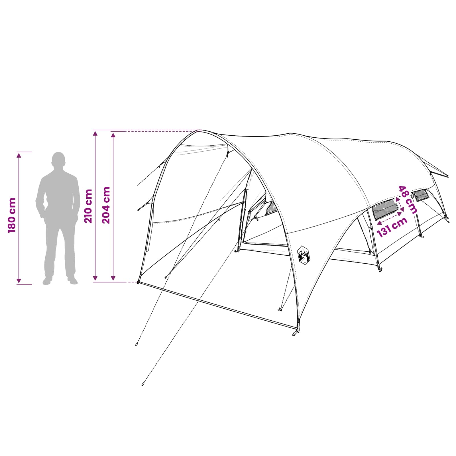 Tenda a tunnel con copertura impermeabile 10 persona Verde