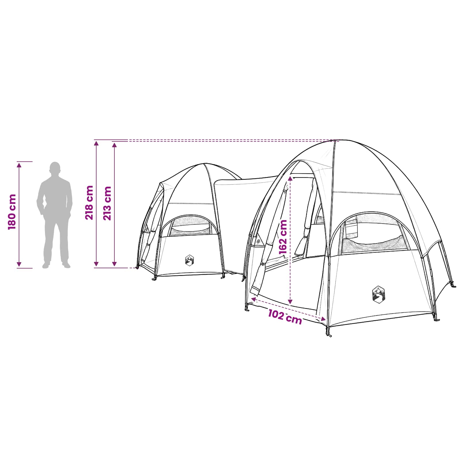 Tenda familiare con telo da pioggia resistente all'acqua Blu