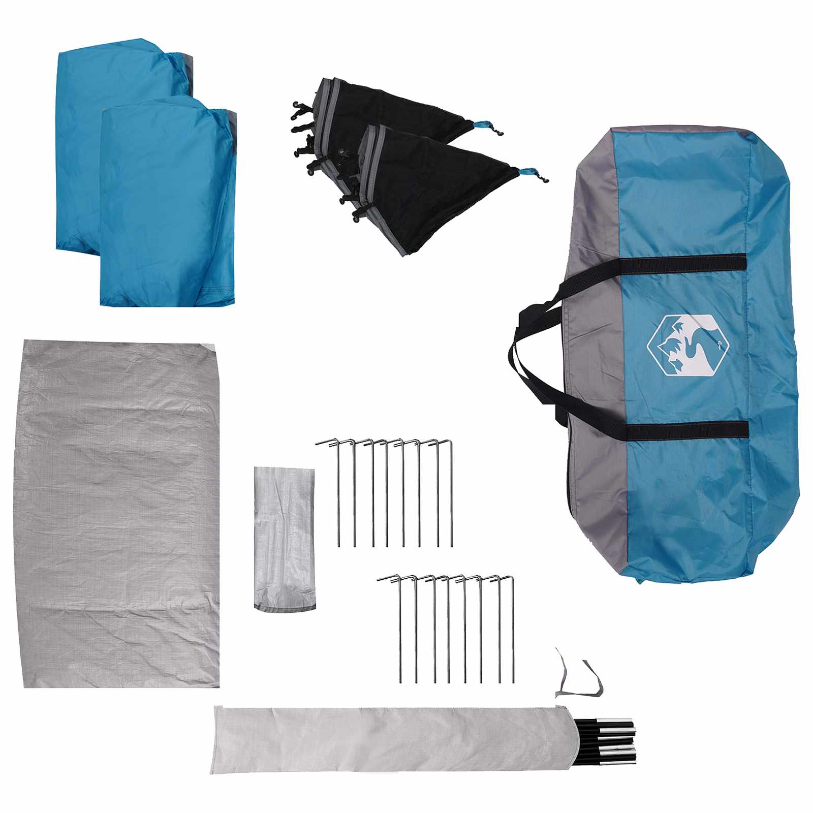 Tenda familiare con telo da pioggia resistente all'acqua Blu