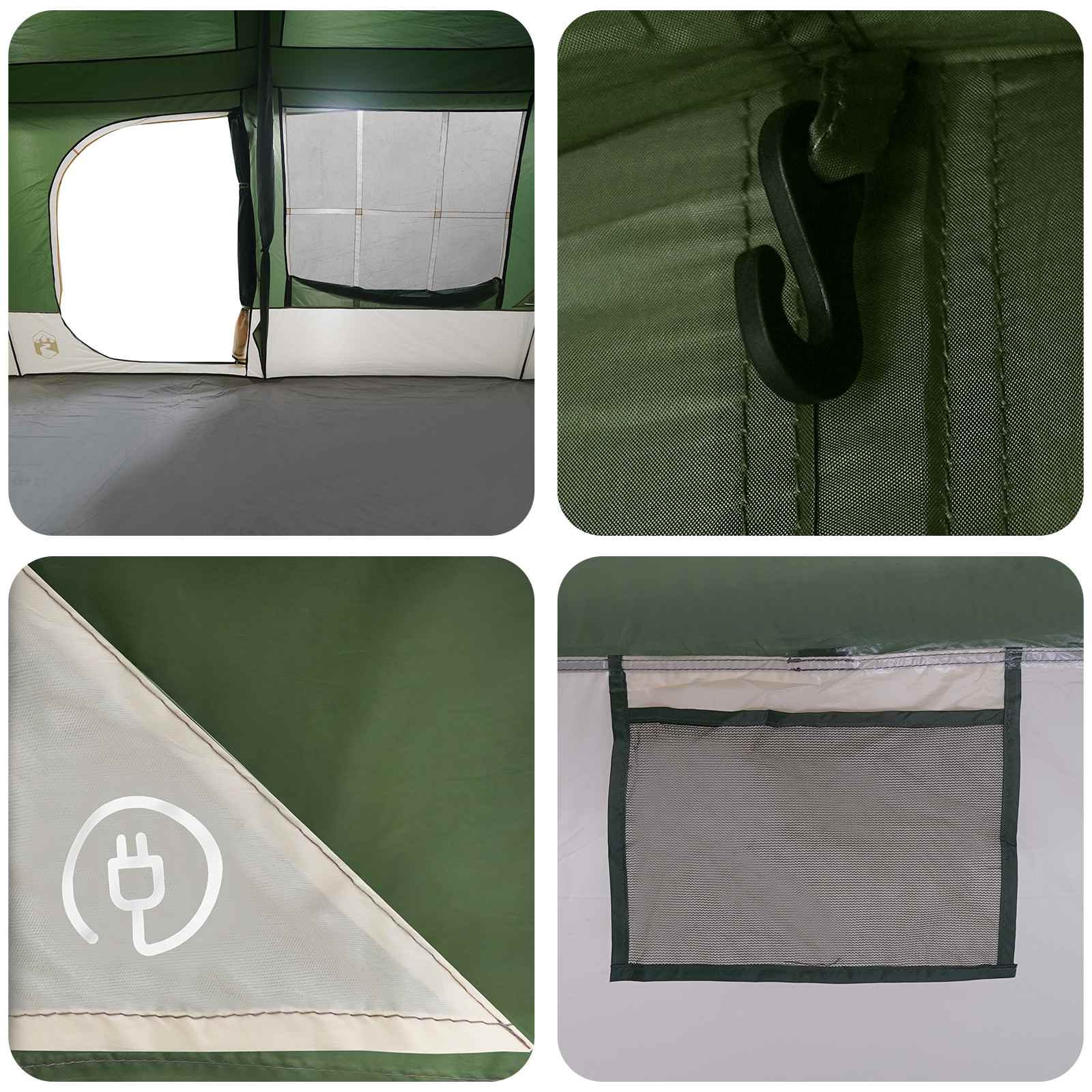Tenda familiare con telo da pioggia resistente all'acqua