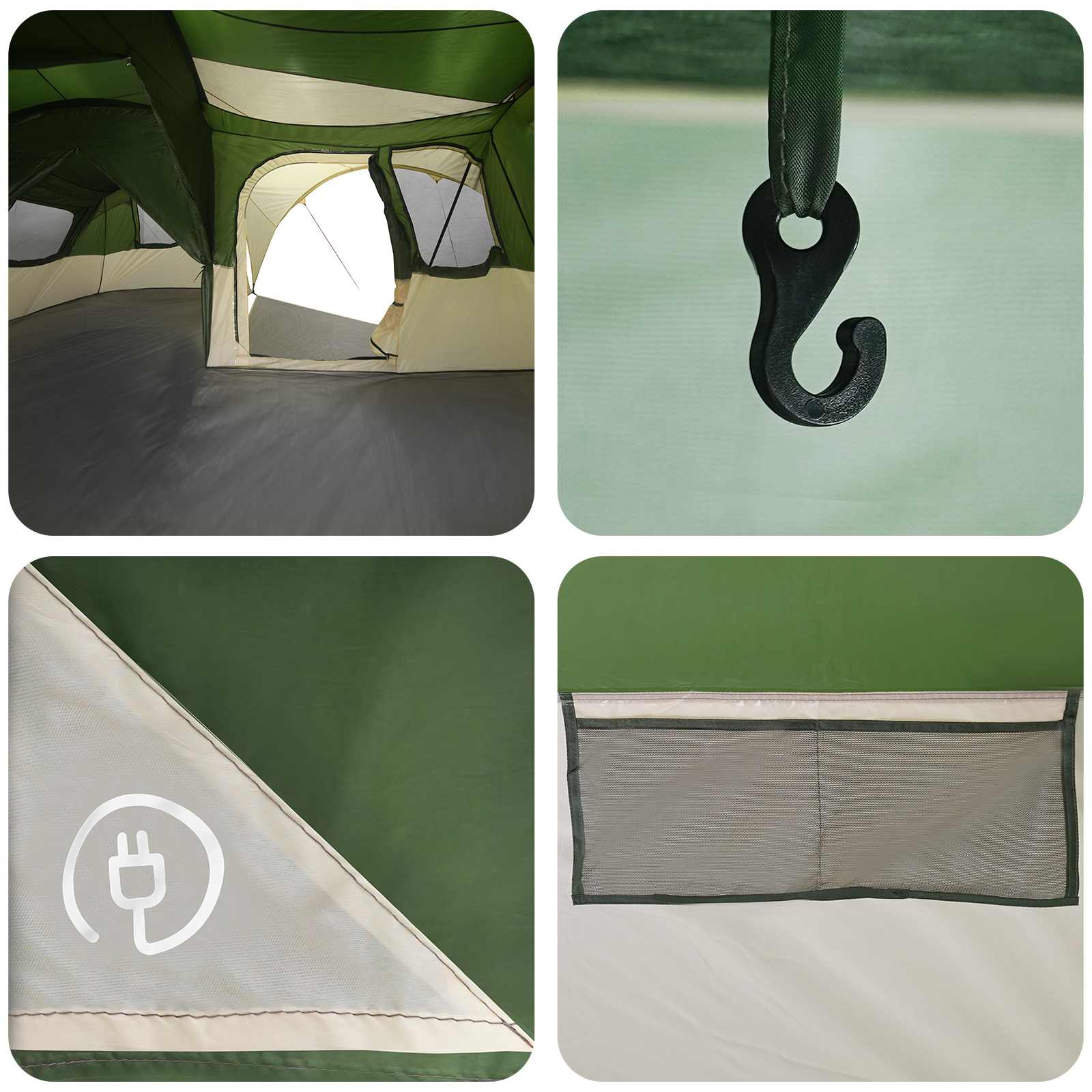 Tenda familiare con telo da pioggia resistente all'acqua