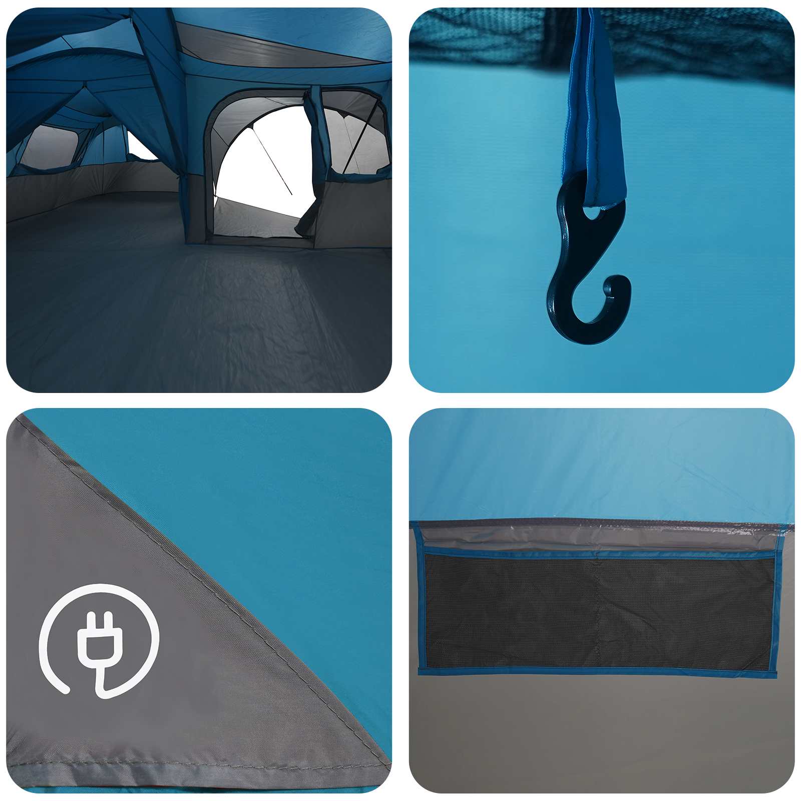 Tenda familiare con telo da pioggia resistente all'acqua