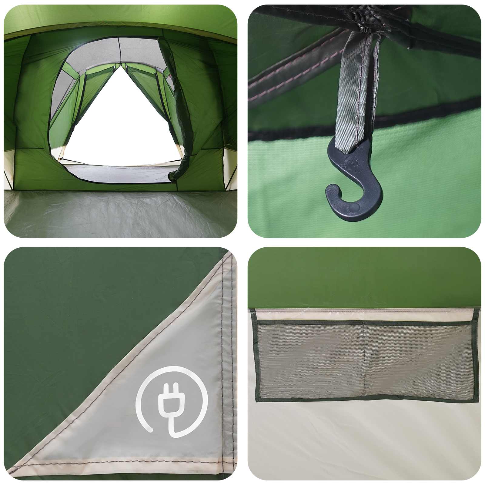 Tenda a capanna con copertura impermeabile 10 persona Verde