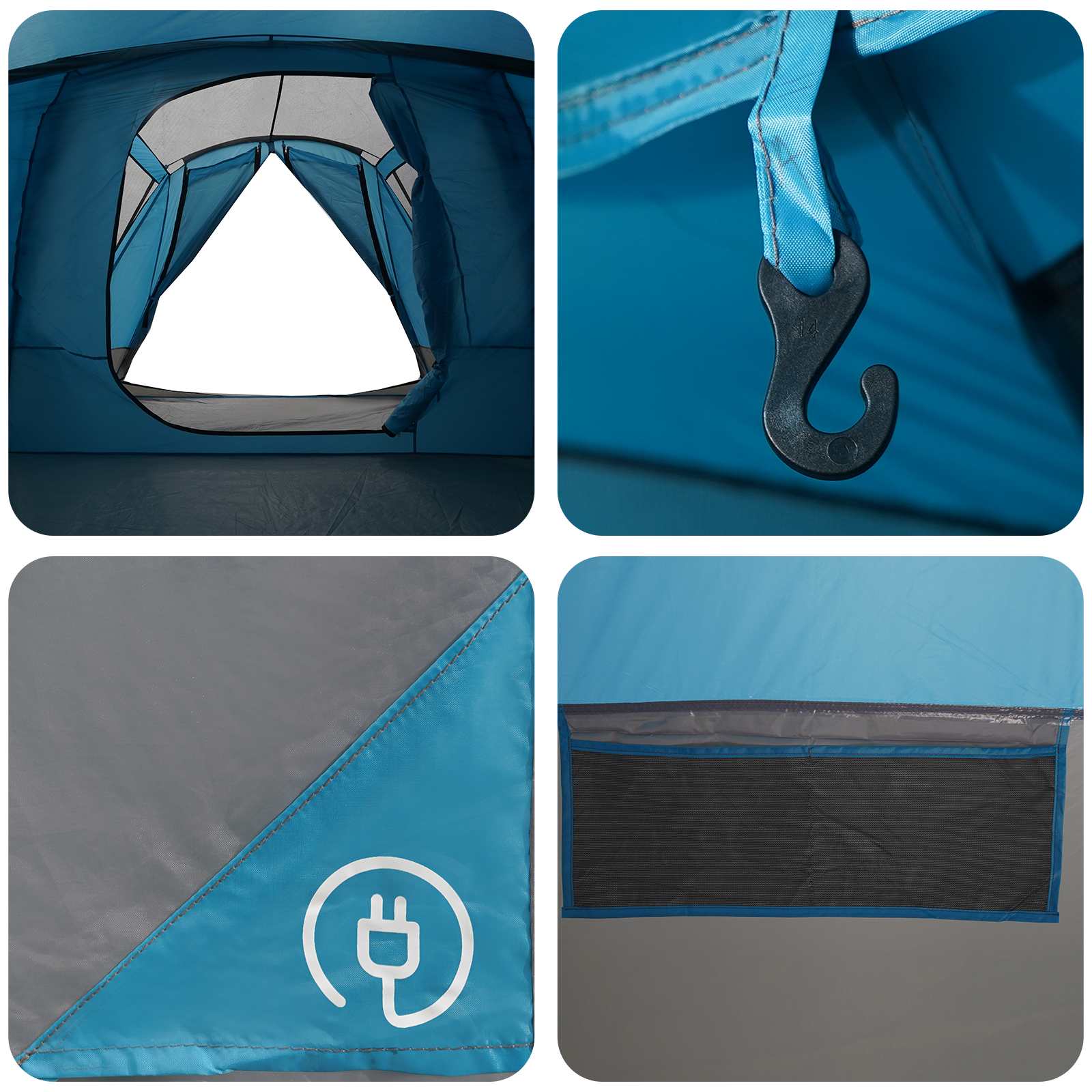 Tenda a capanna con copertura impermeabile 10 persona Blu