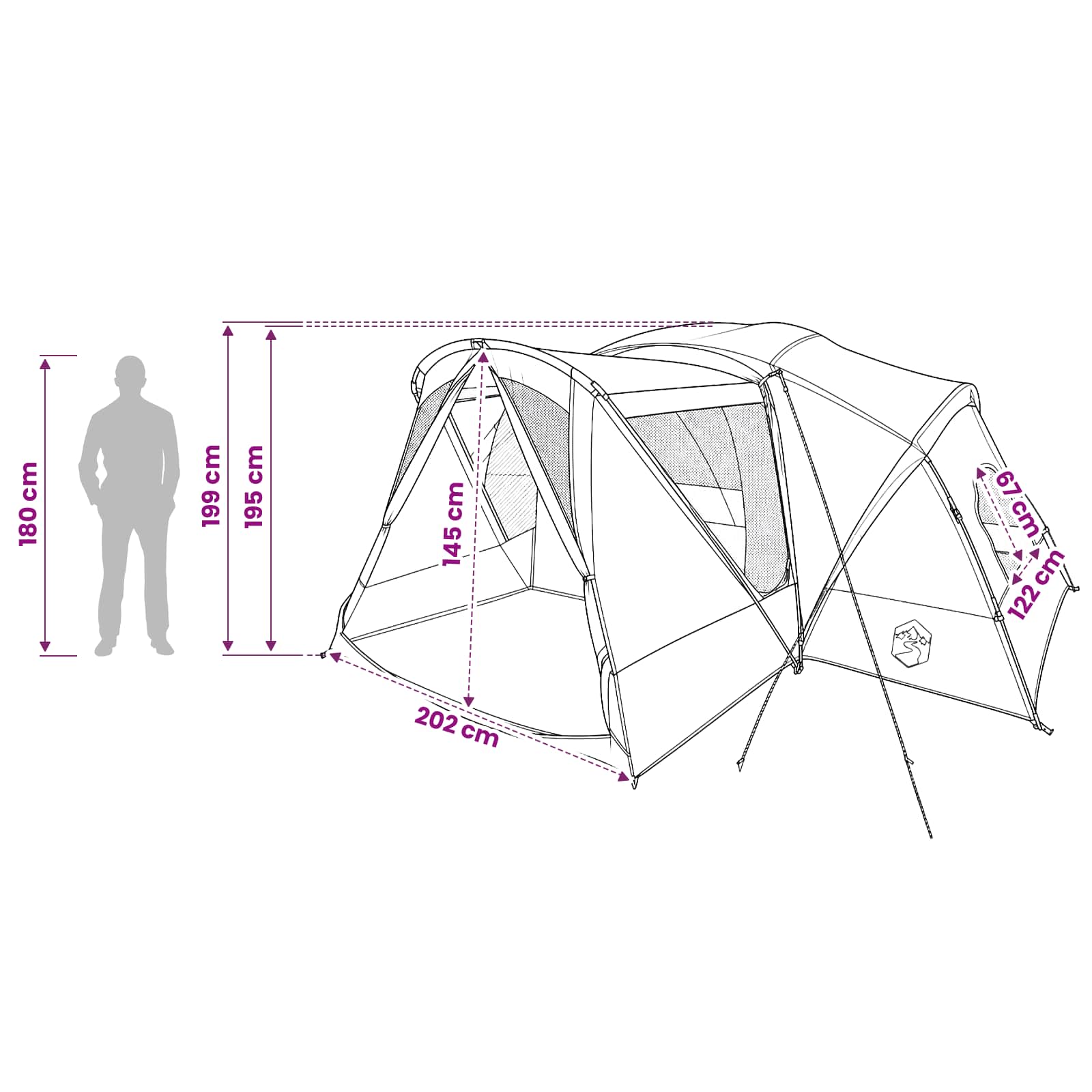 Tenda a capanna con copertura impermeabile 10 persona Blu