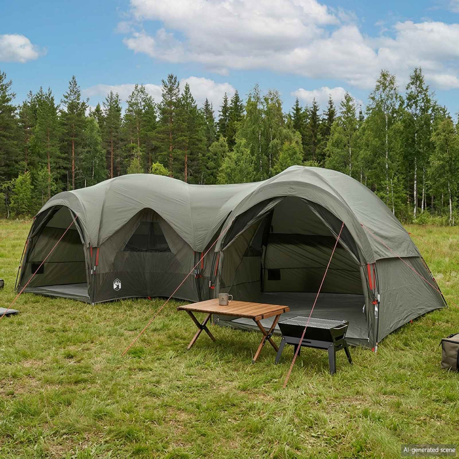 Tenda familiare con telo da pioggia resistente all'acqua