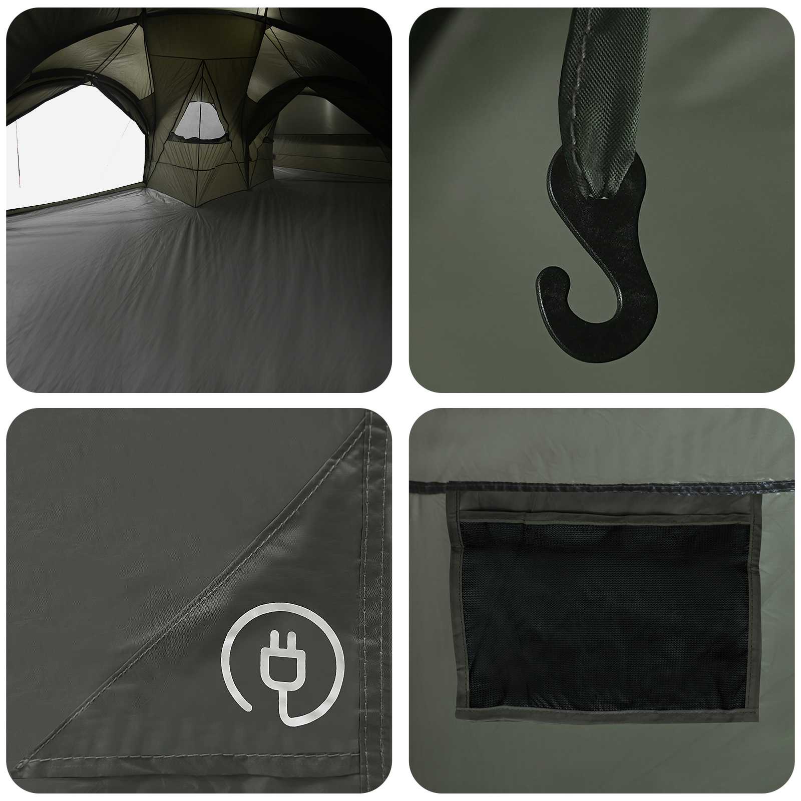 Tenda familiare con telo da pioggia resistente all'acqua