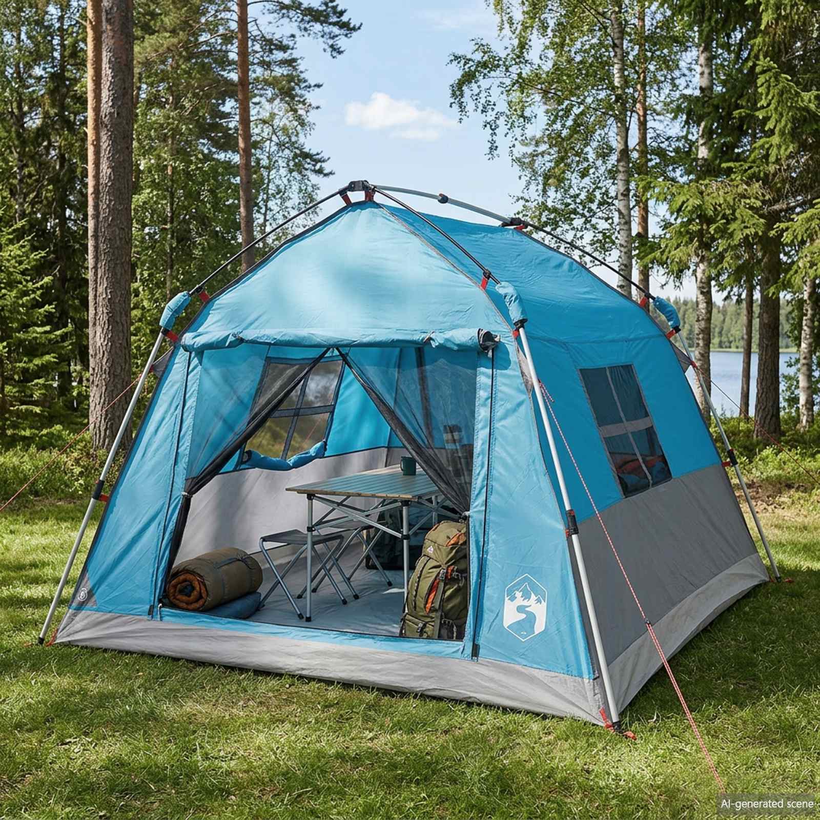 Tenda istantanea resistente all'acqua 2 persona Blu