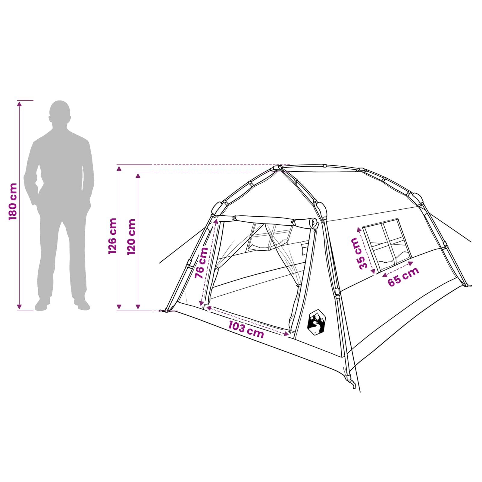 Tenda istantanea resistente all'acqua 2 persona Blu