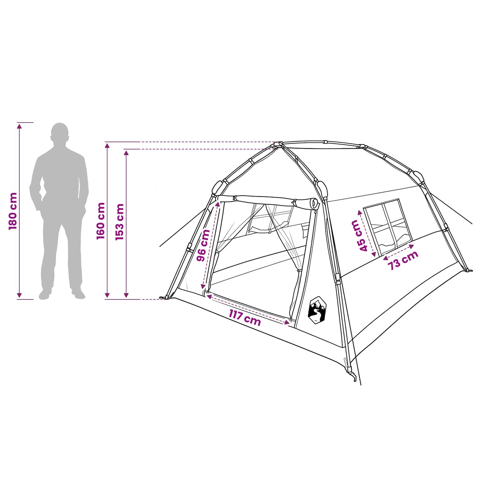 Tenda istantanea resistente all'acqua 3 persona Blu