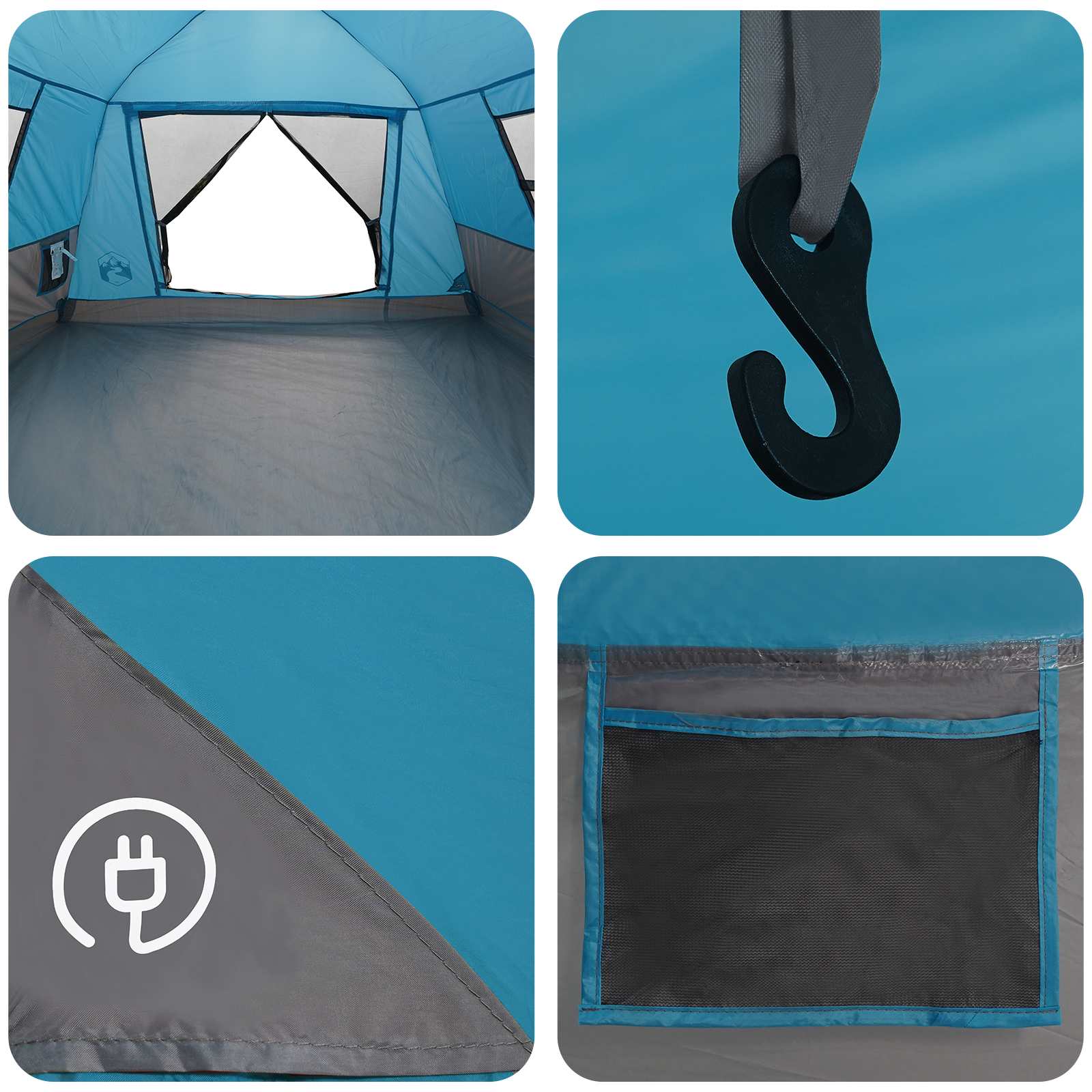 Tenda istantanea resistente all'acqua 3 persona Blu