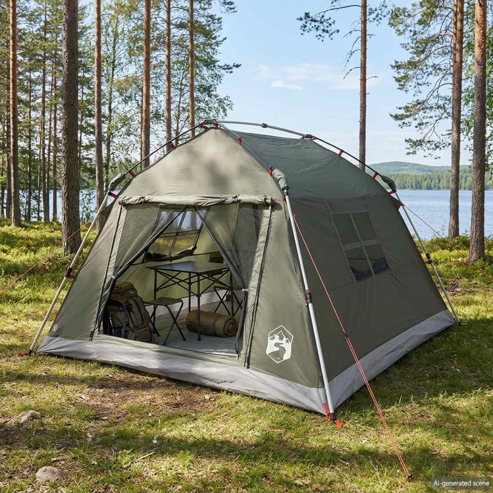 Tenda istantanea resistente all'acqua 3 persona Verde militare