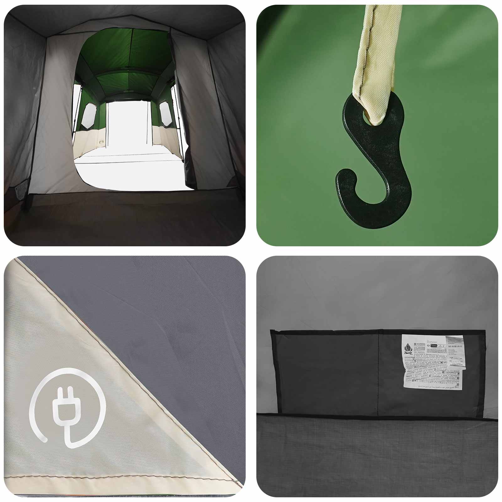 Tenda Istantanea con Copertura Impermeabile 3 persona Verde
