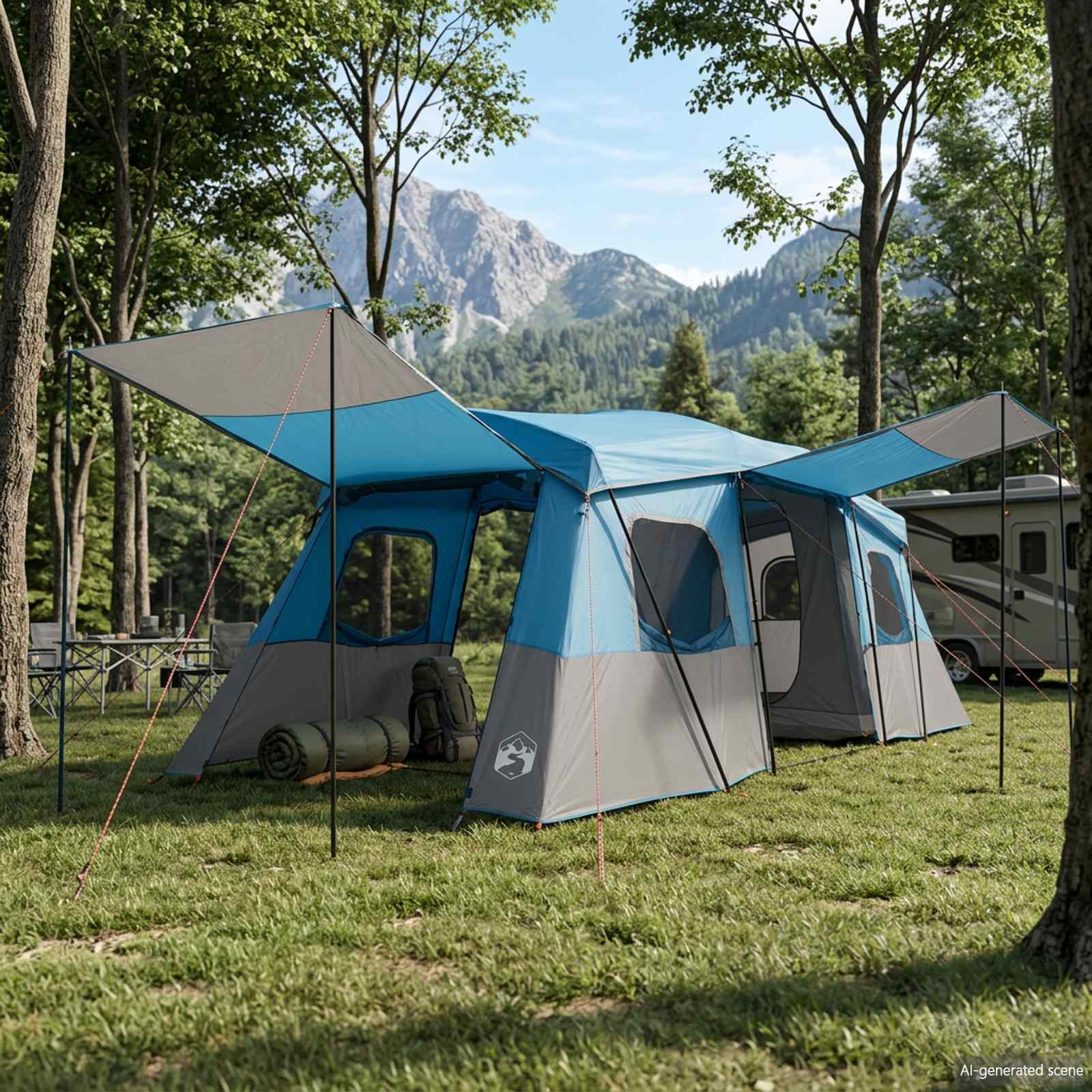 Tenda Istantanea con Copertura Impermeabile 3 persona Blu