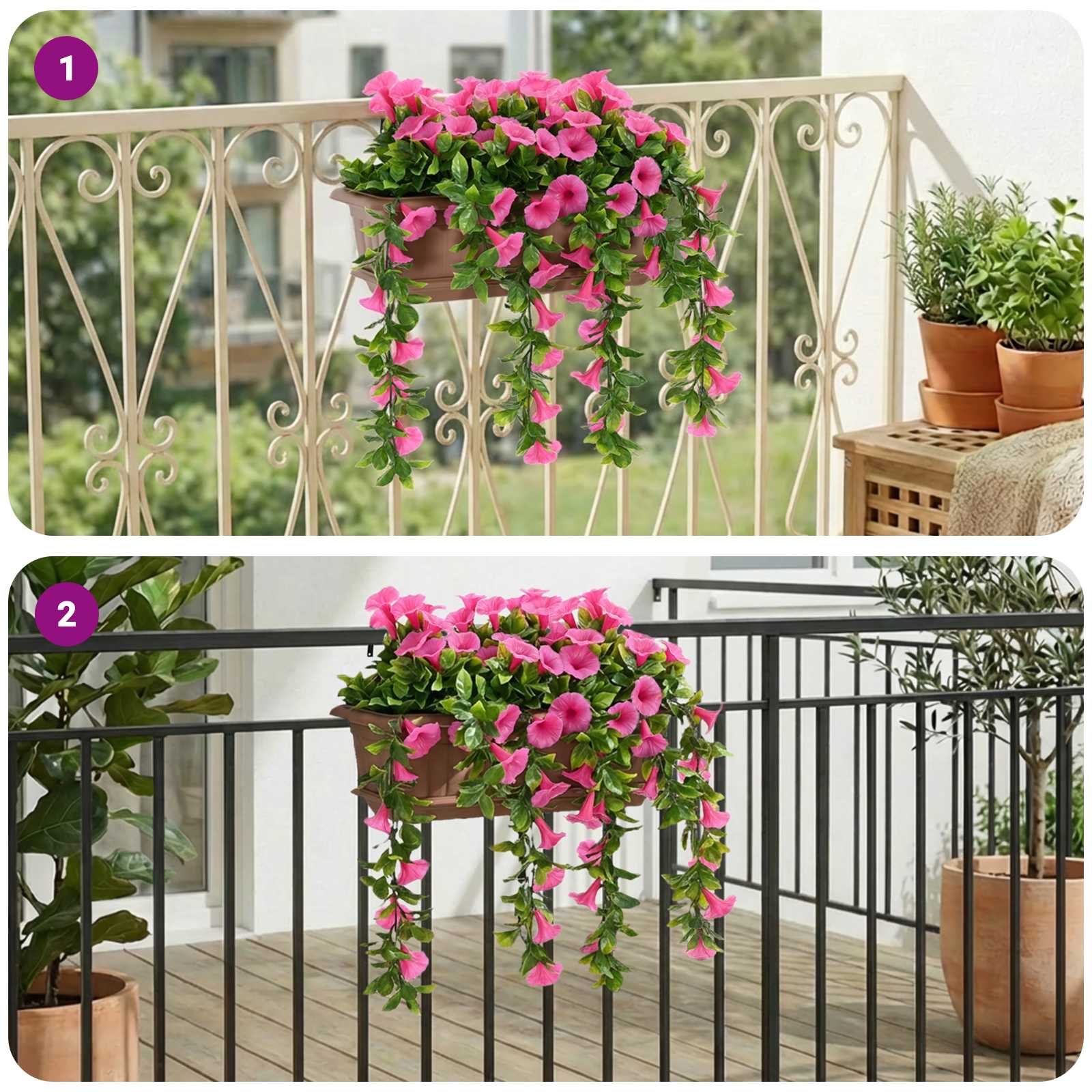 Fiori Artificiali Rosso Porpora 55 x 20 x 55 cm PE e Acciaio