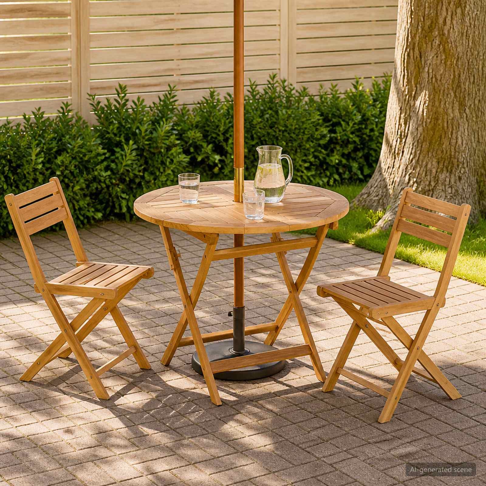 Tavolo da Giardino Pieghevole Naturale Ø 90 x 75 cm