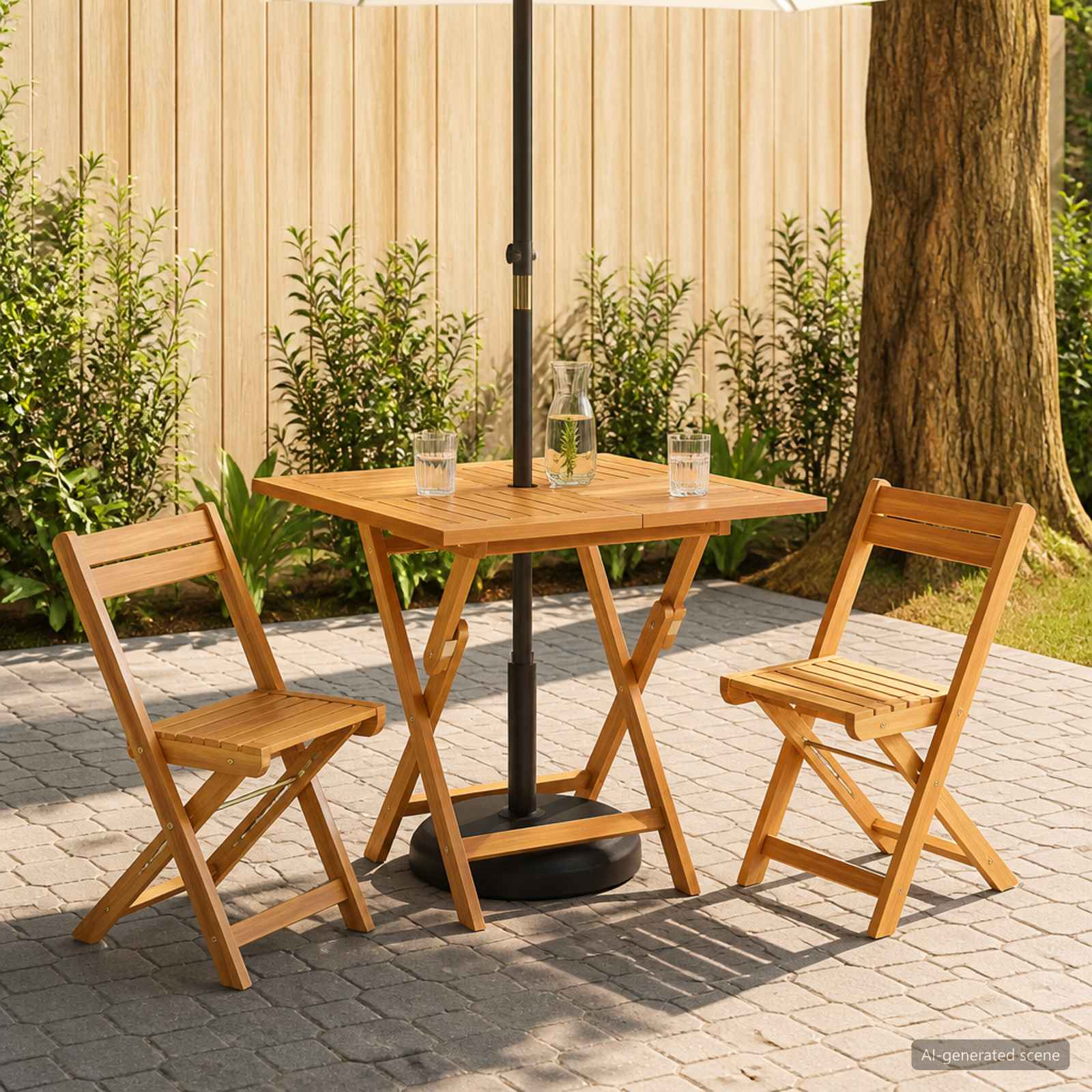 Tavolo da Giardino Pieghevole Naturale 90 x 90 x 75 cm